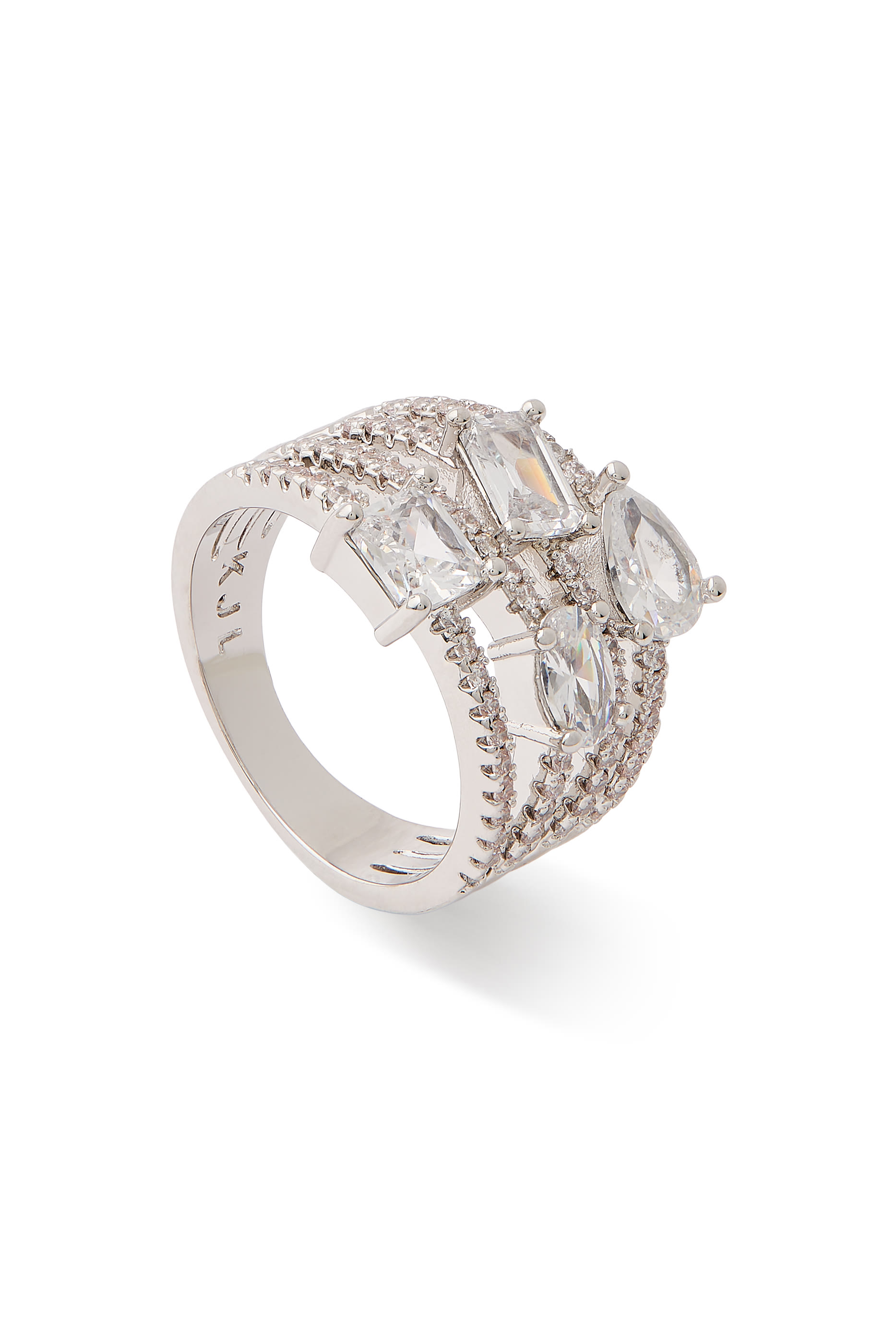 Stack Rings, Rhodium Plated Brass & Cubic Zirconia