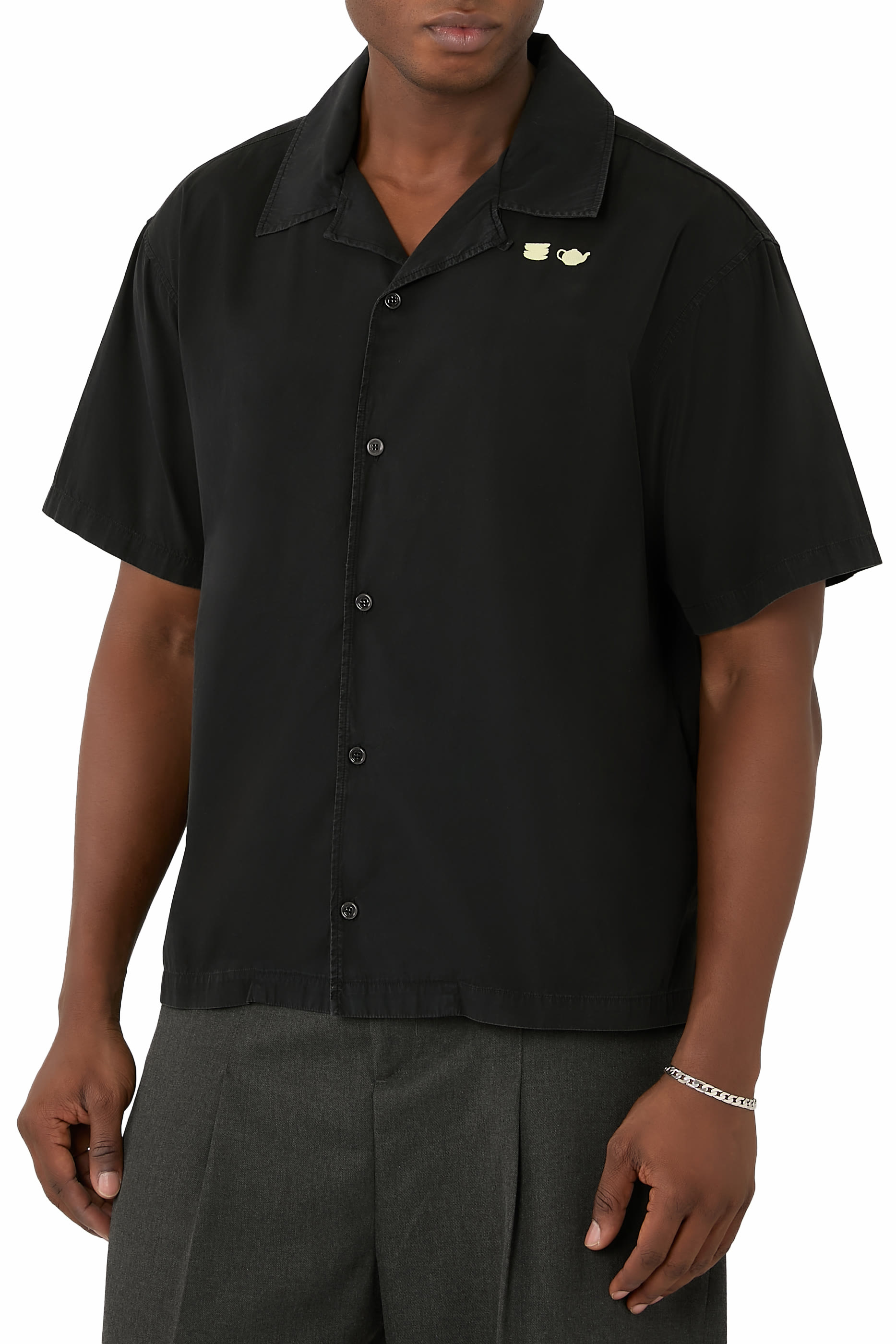 Logo Contrast Embroidery Shirt