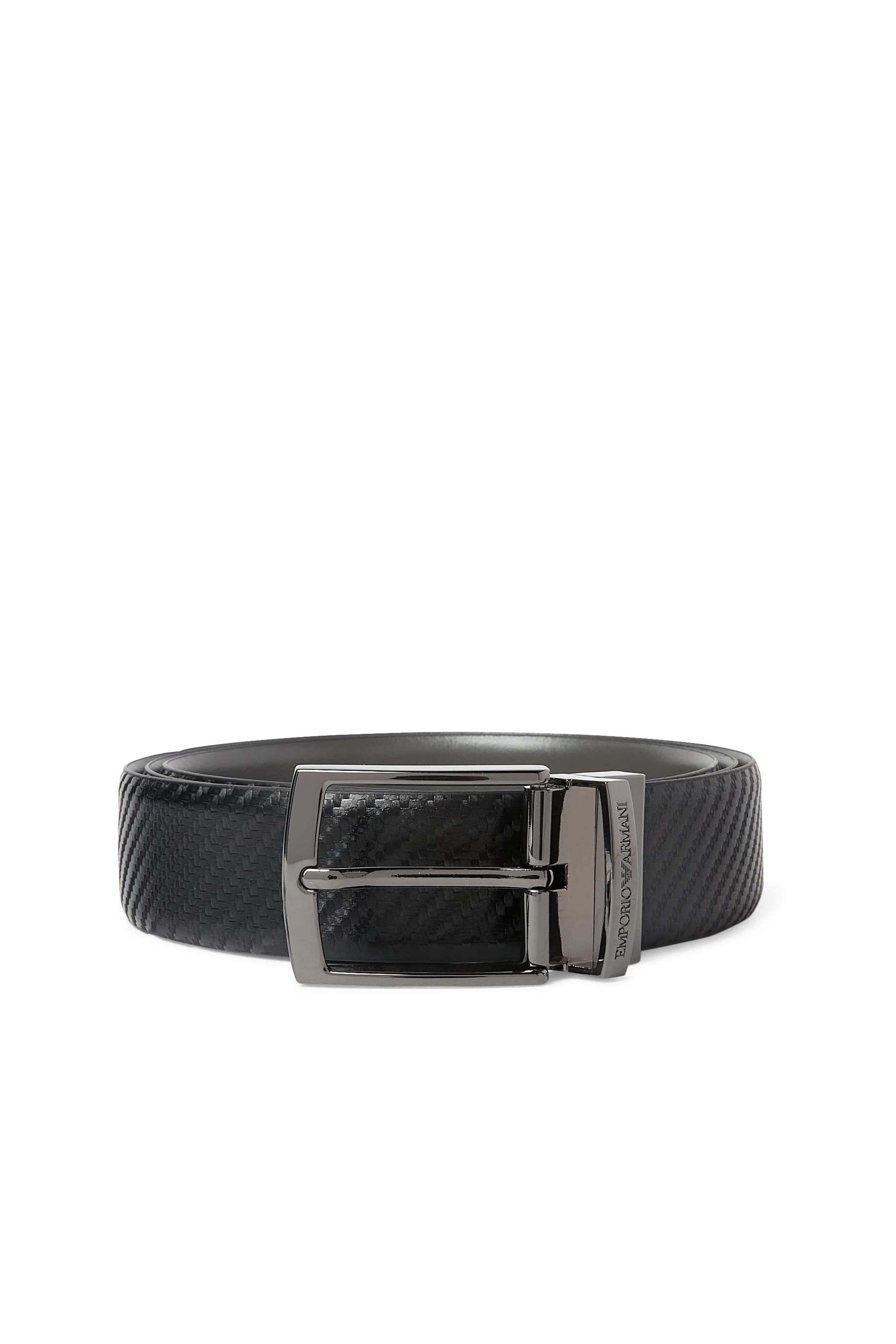 Embossed Motif Reversible Leather Belt