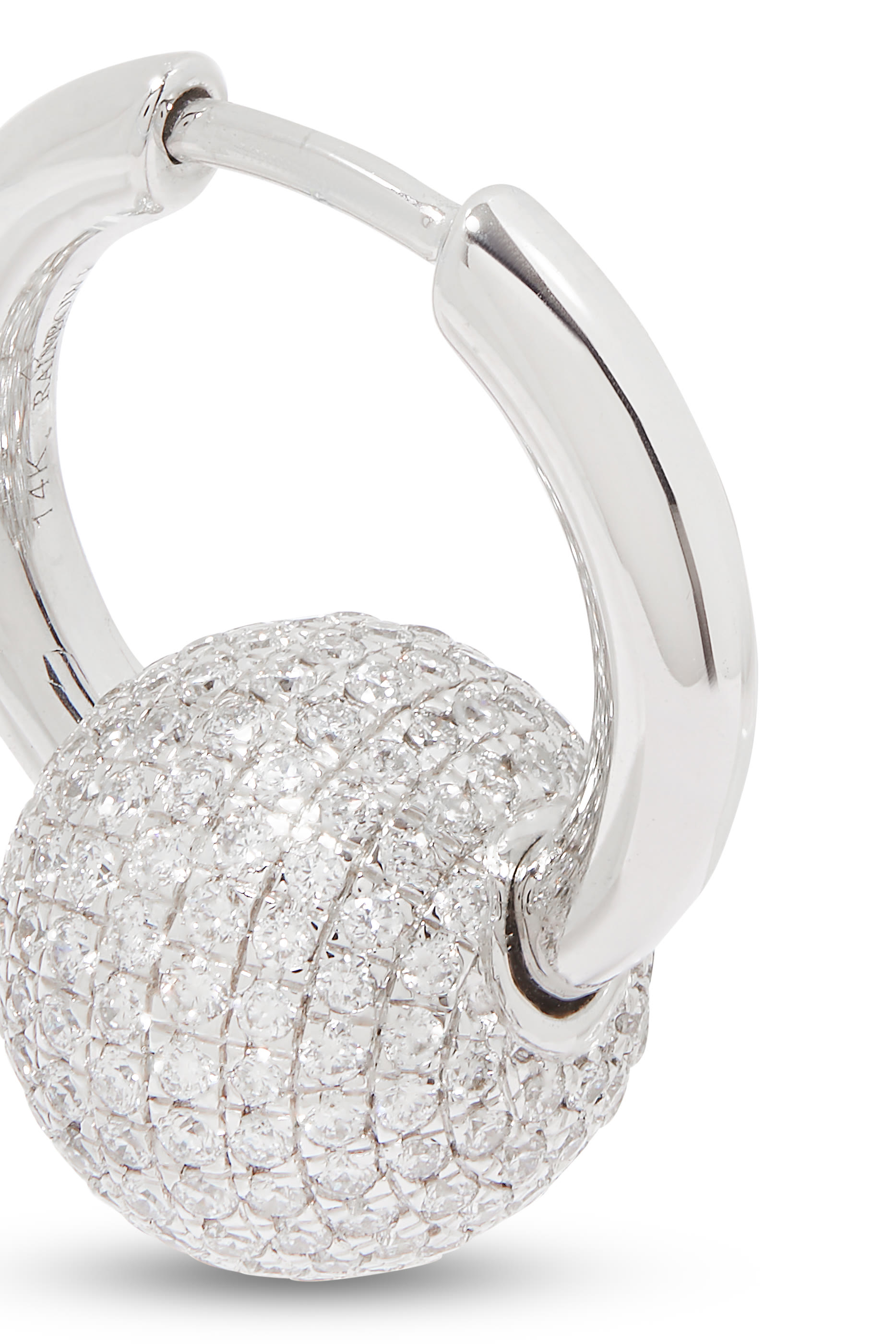 Nano Ball Single Hoop Earring, 14k White Gold & Diamonds