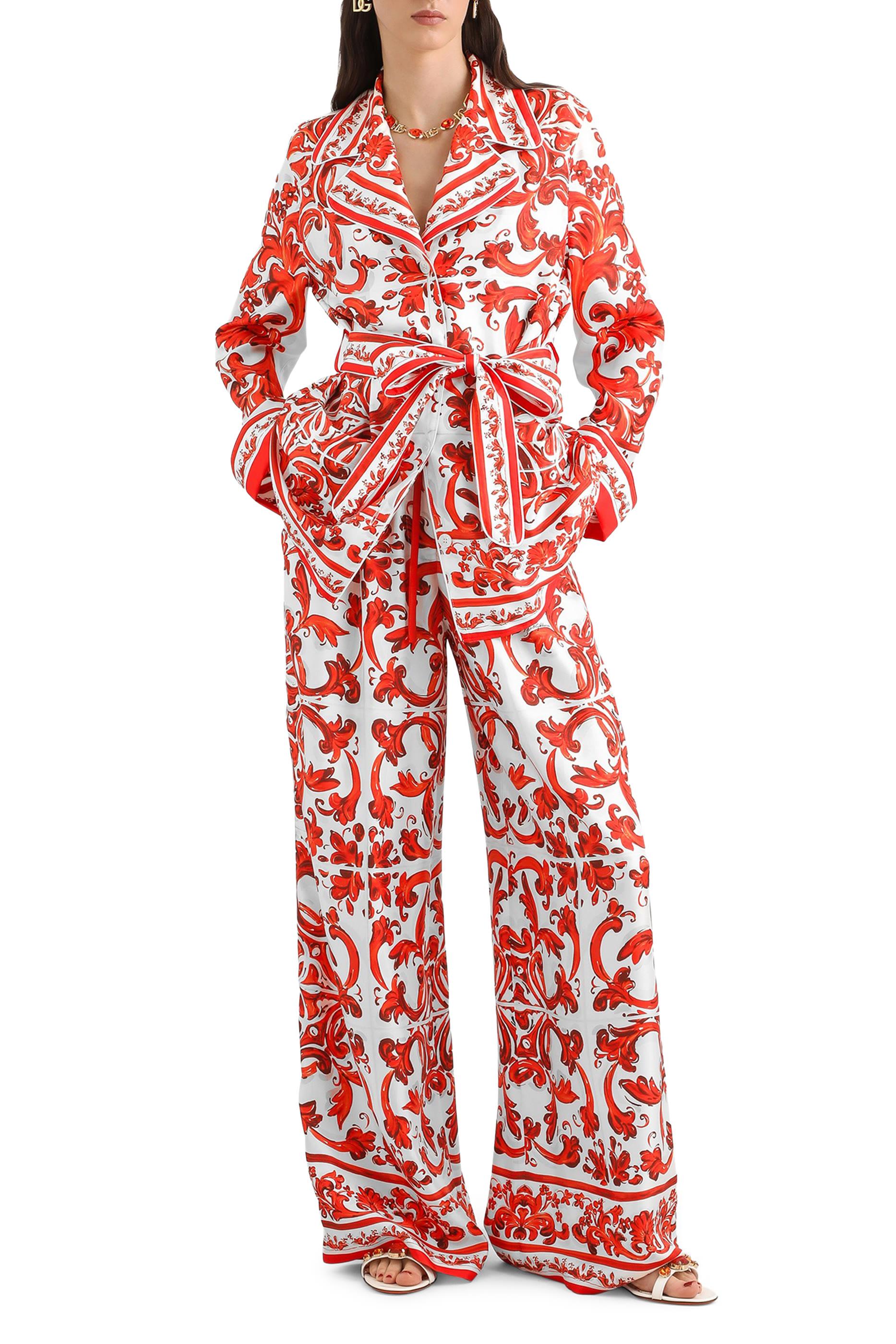 Majolica-Print Silk Vanity Shirt
