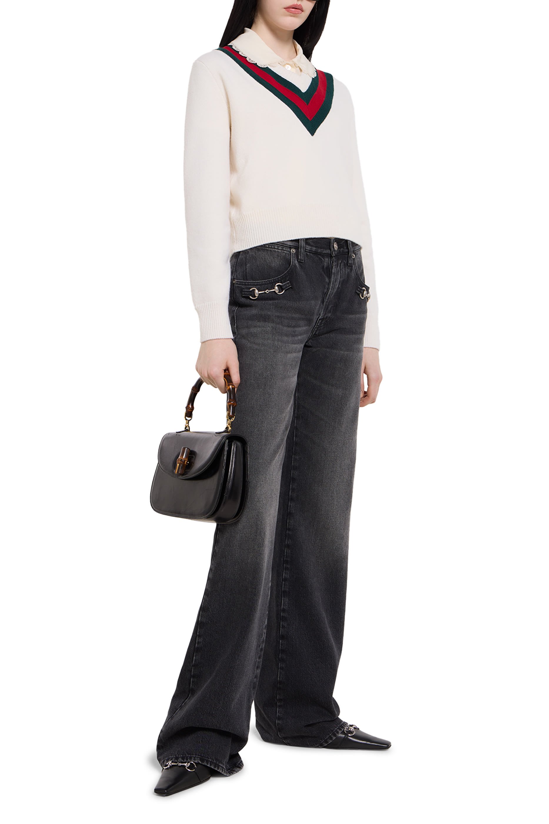  Fine Knit Wool Sweater with Web