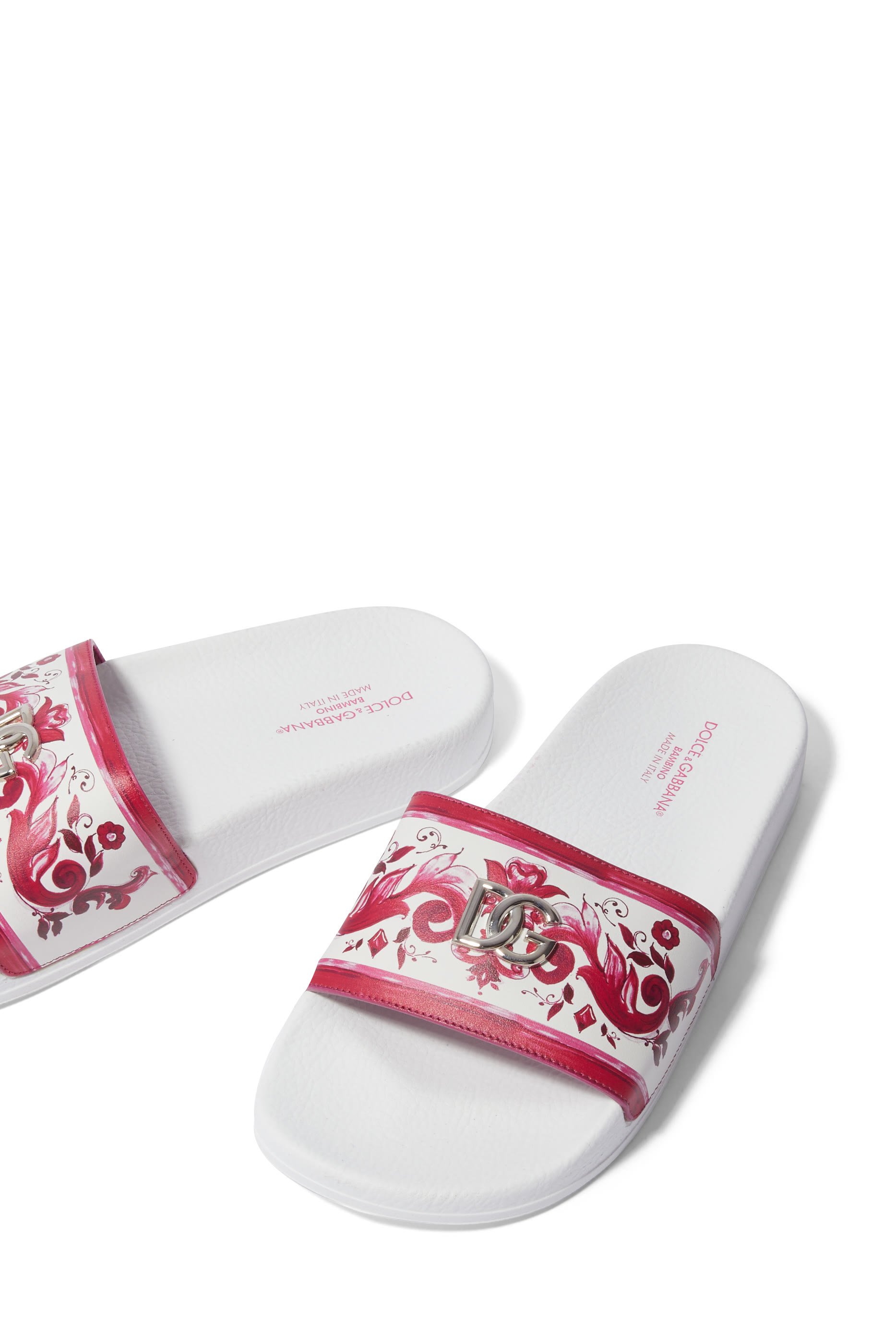 Kids Printed Calfskin Beach Slides