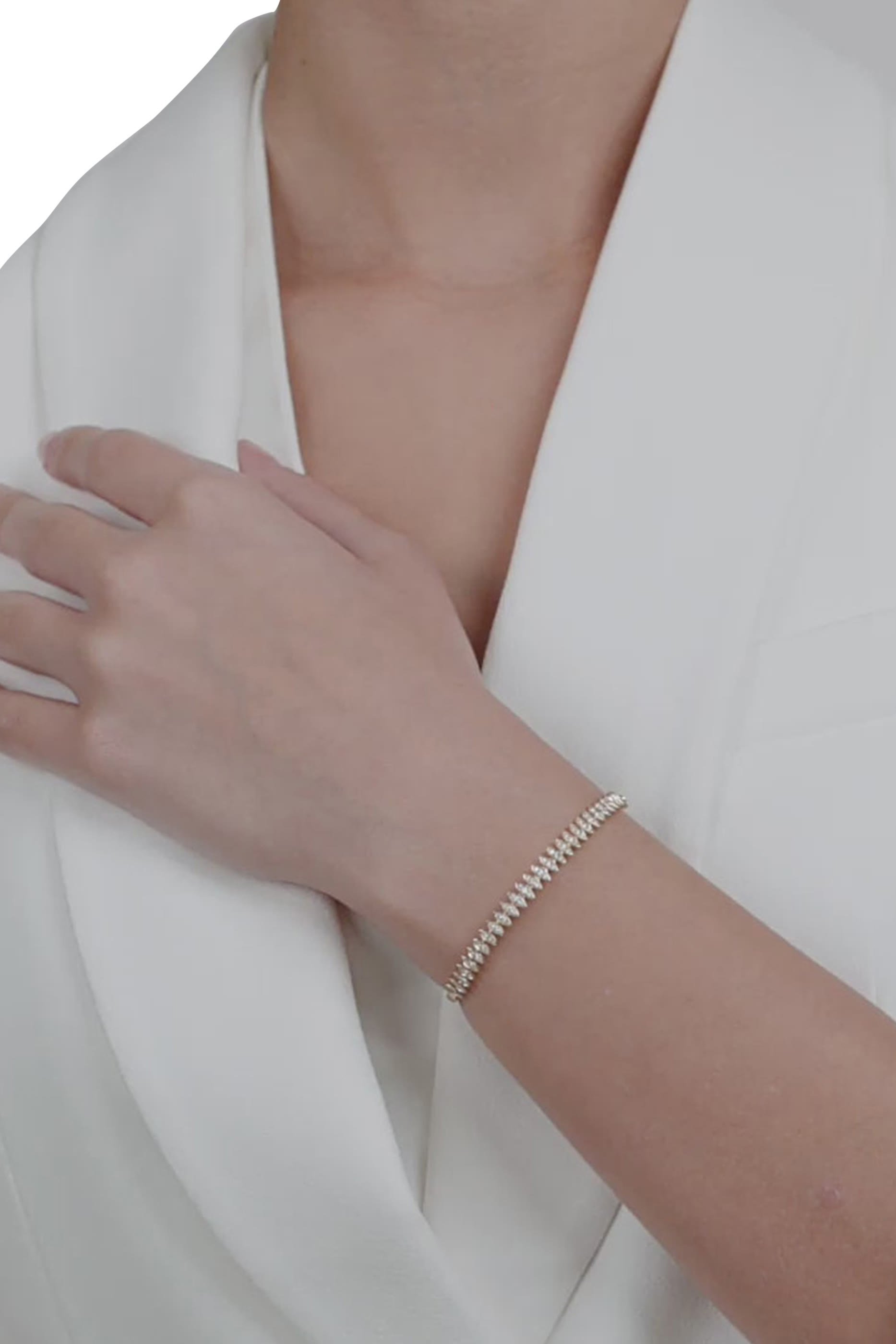 Barq Marquise Small Bangle, 18K Yellow Gold & Diamonds