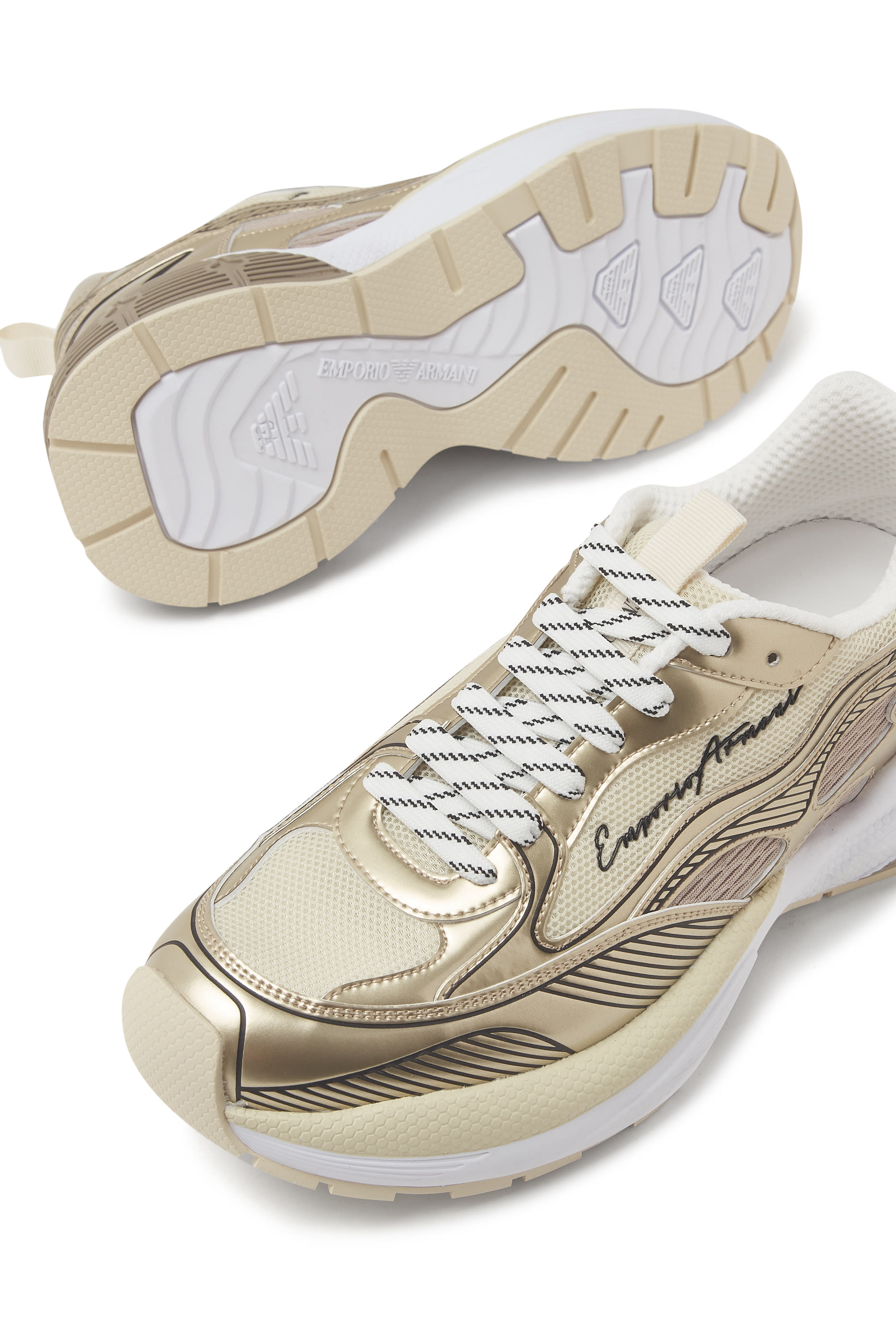 Signature Logo Mesh Sneakers with Laminated Details