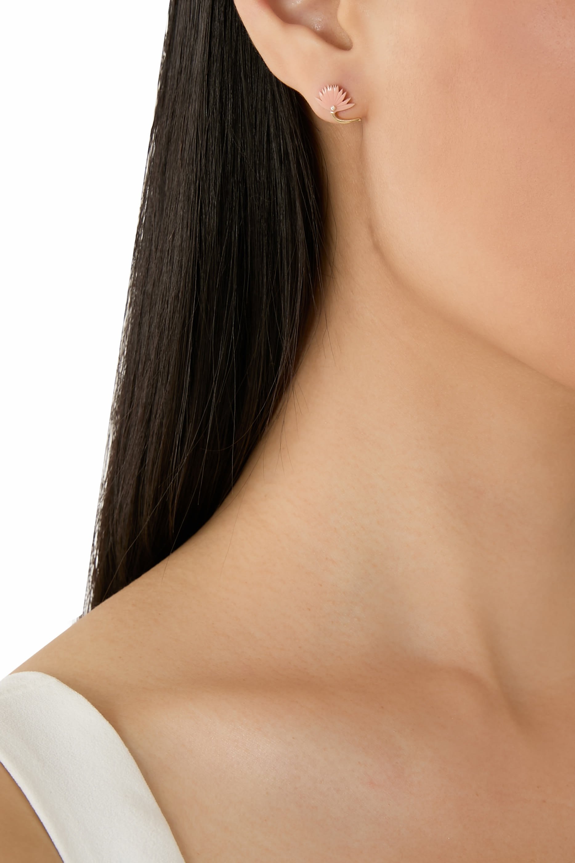 Psychedeliah Earrings, 18k Yellow Gold & Diamonds, Mother of Pearl