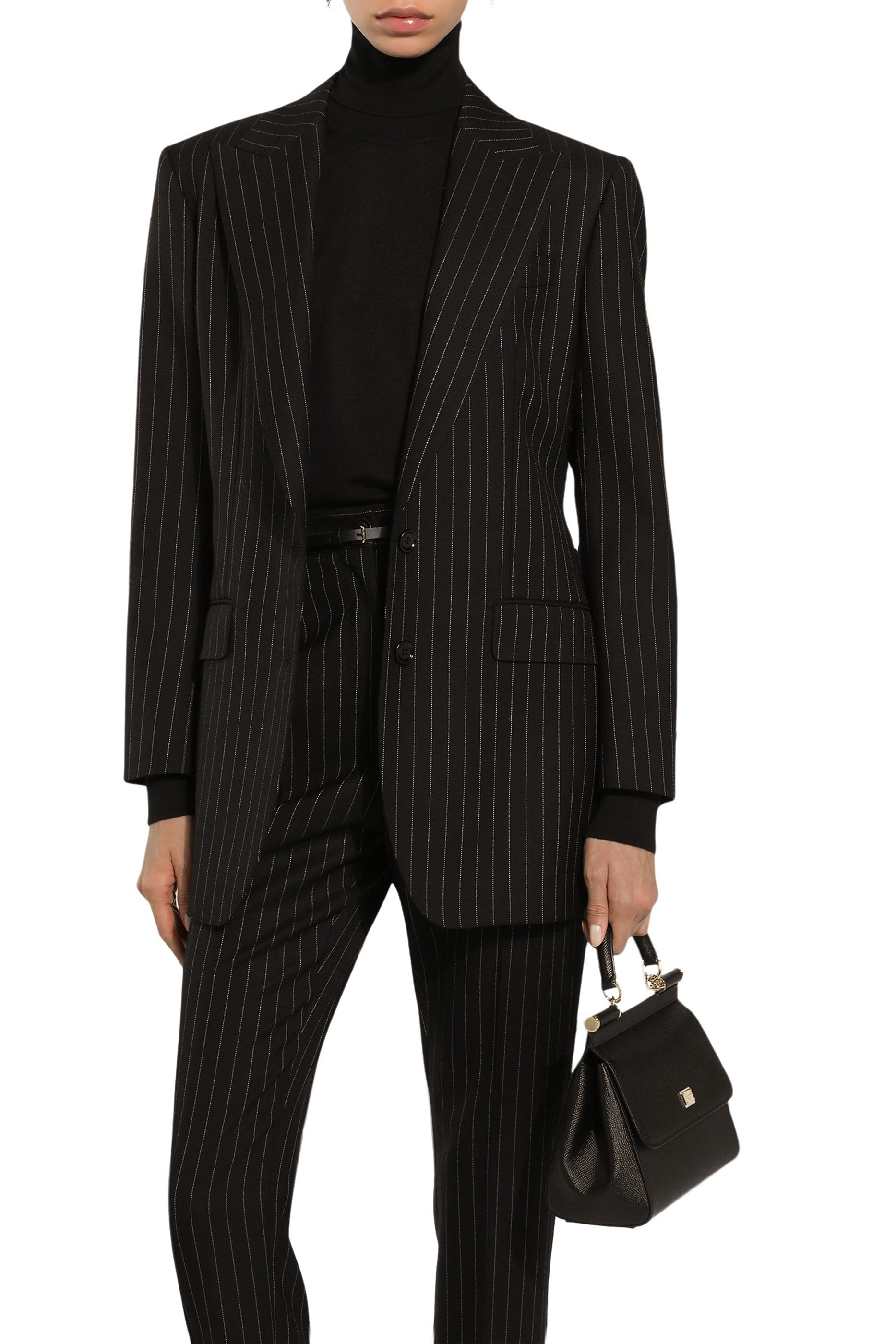 Single-Breasted Pinstripe Wool Jacket