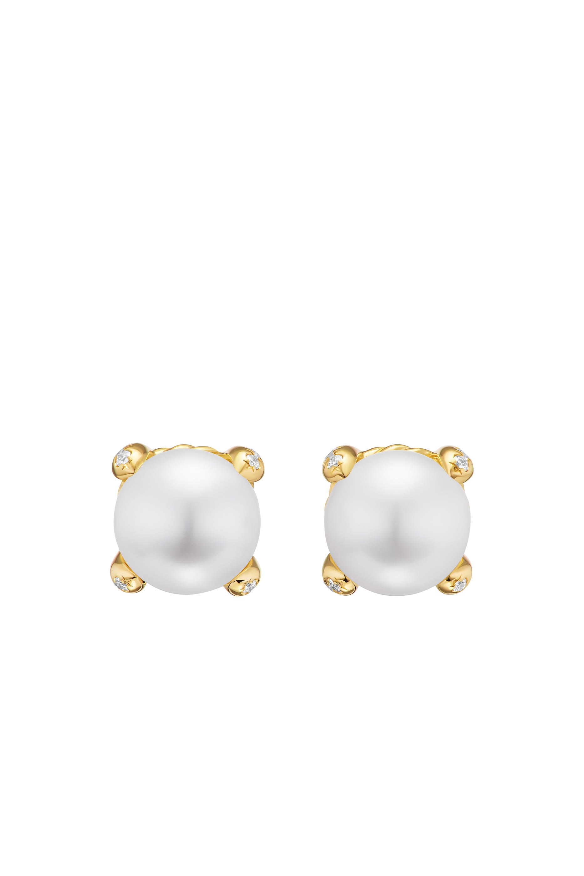 Pearl Classics Stud Earrings, 18K Yellow Gold & Diamonds