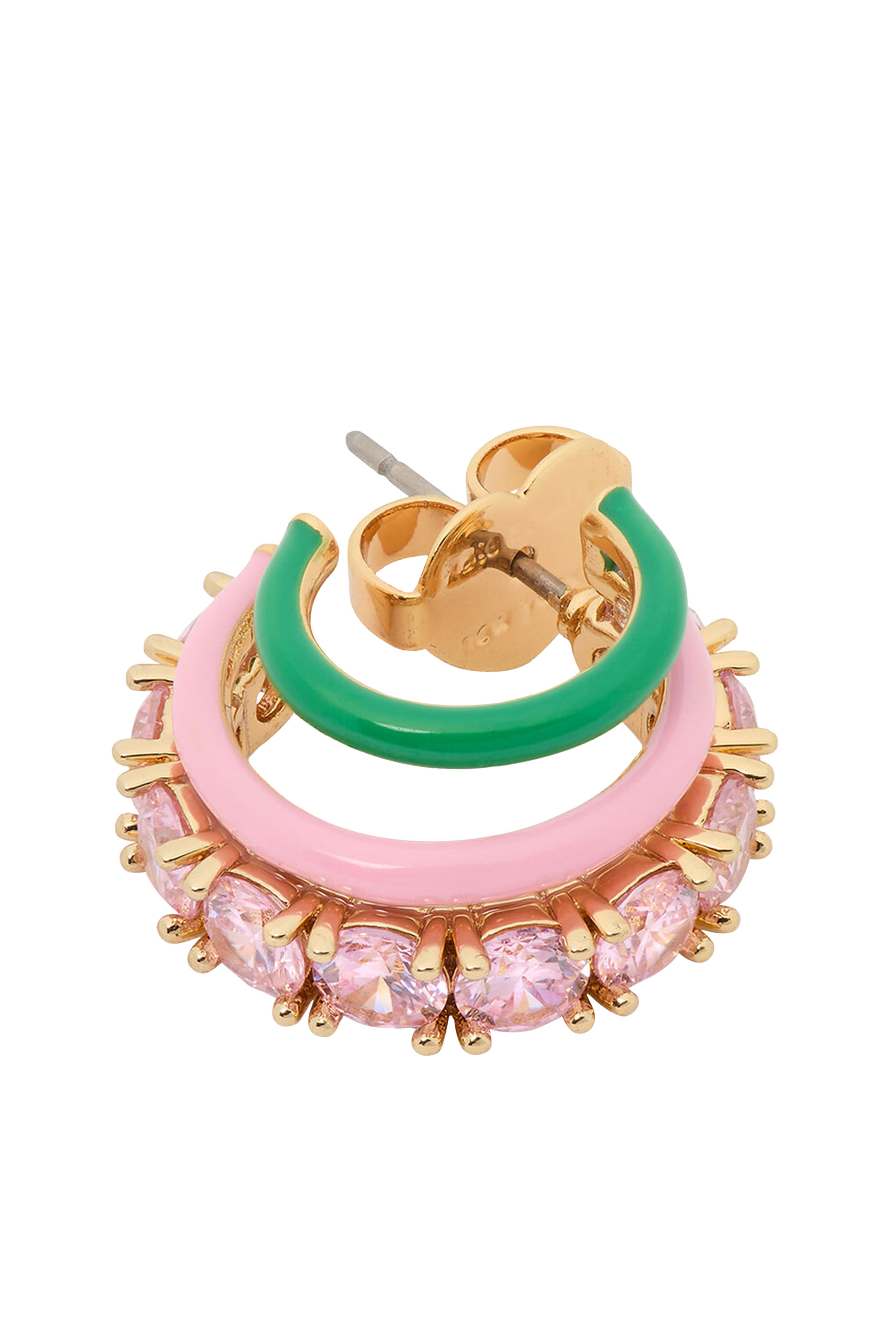 Hint of Shimmer Stacking Huggies, Brass & Cubic Zirconia, Enamel, Titanium Posts