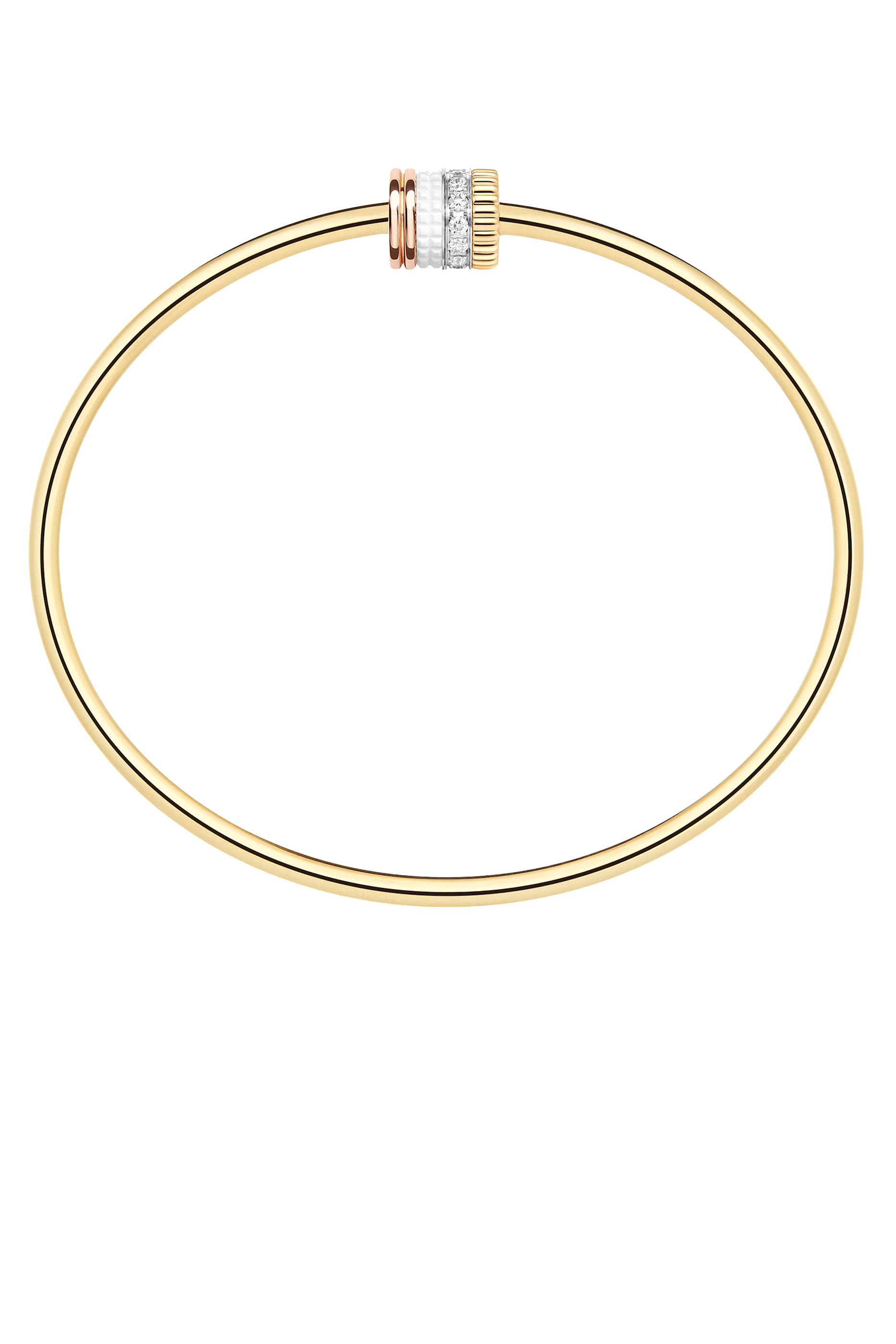 Quatre White Edition Bracelet, 18K Yellow, White and Pink Gold, Diamonds & White Ceramic