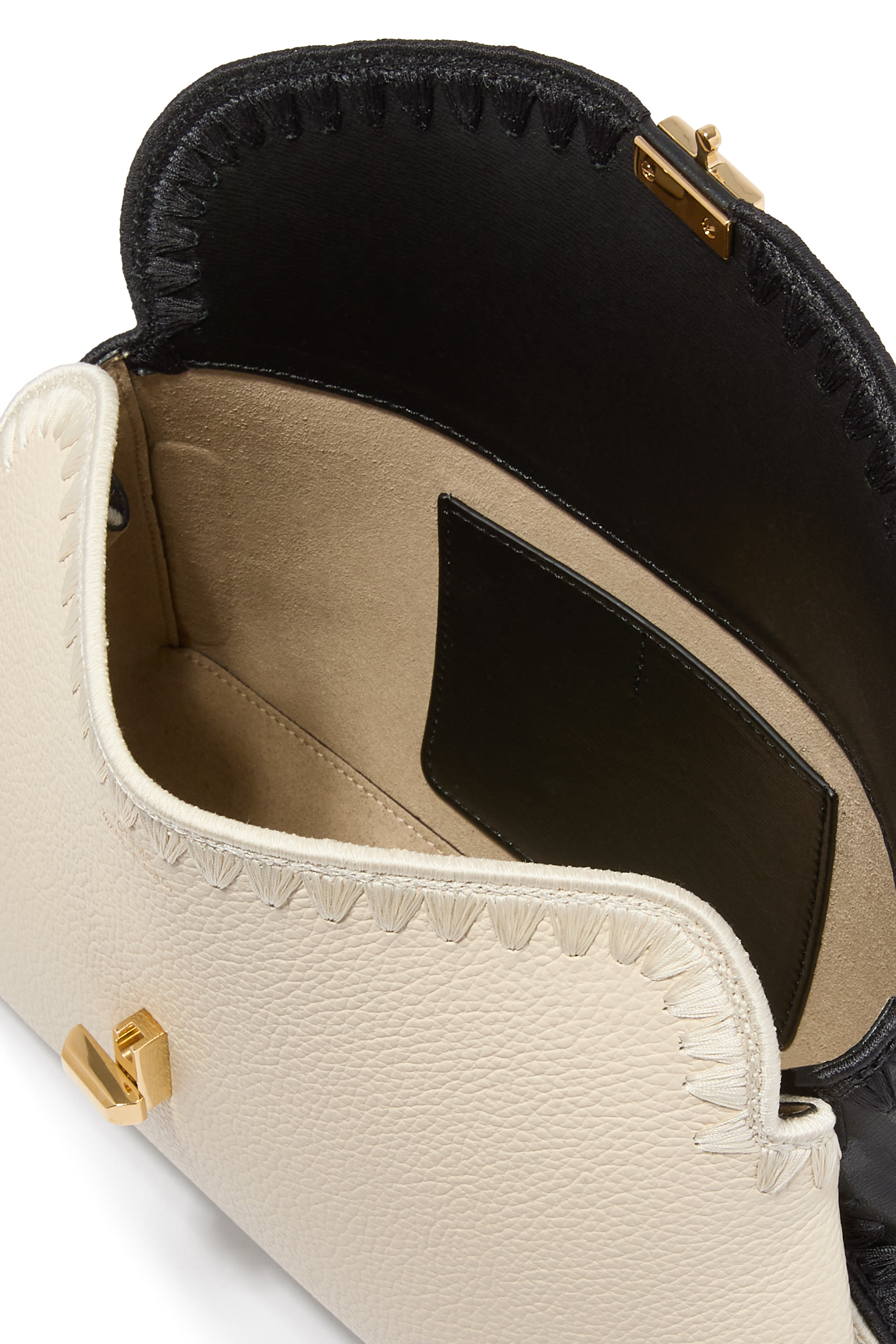 T-Lock Embroidered Leather Clutch 