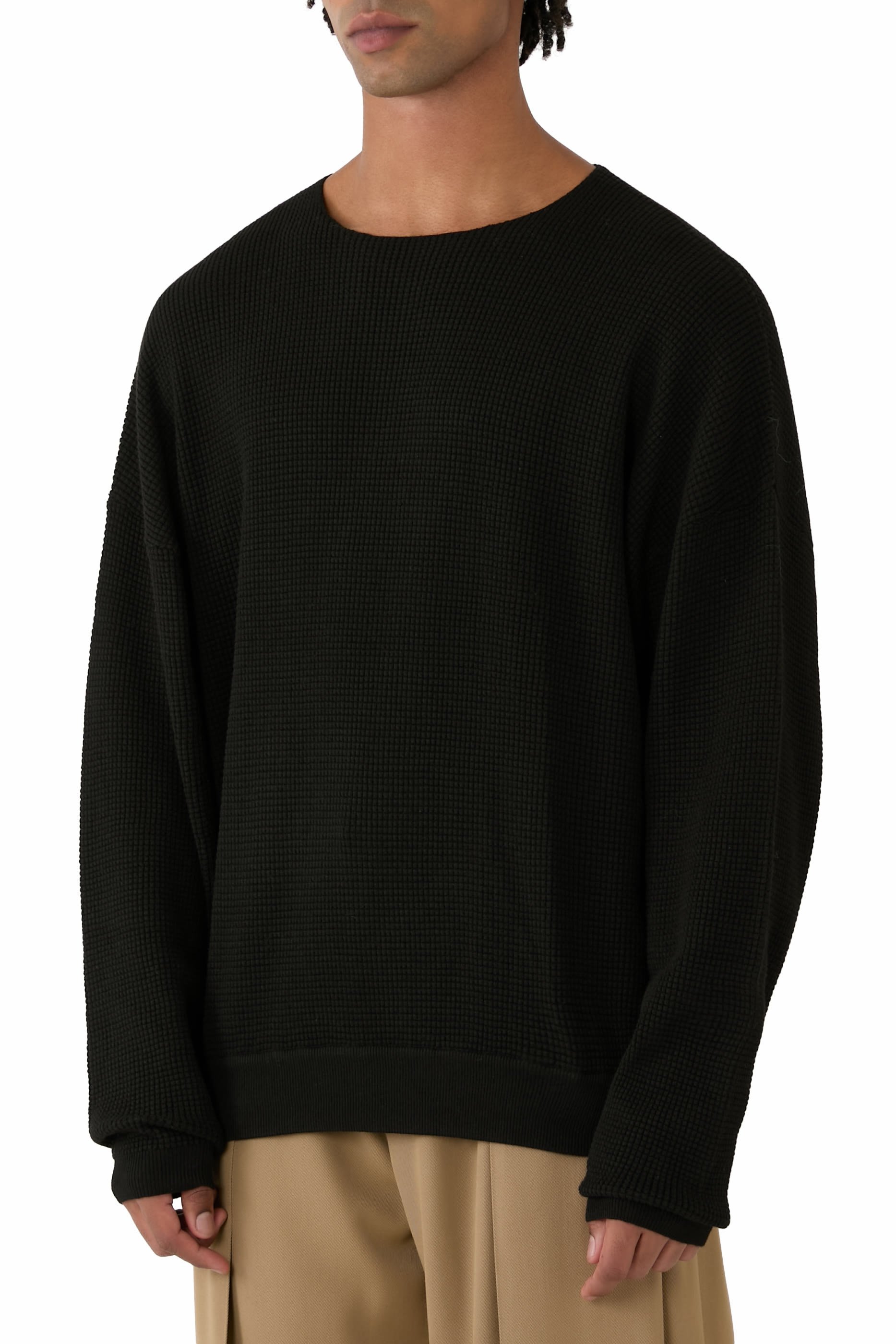 Essentials Waffle Crewneck 90s Sweater 