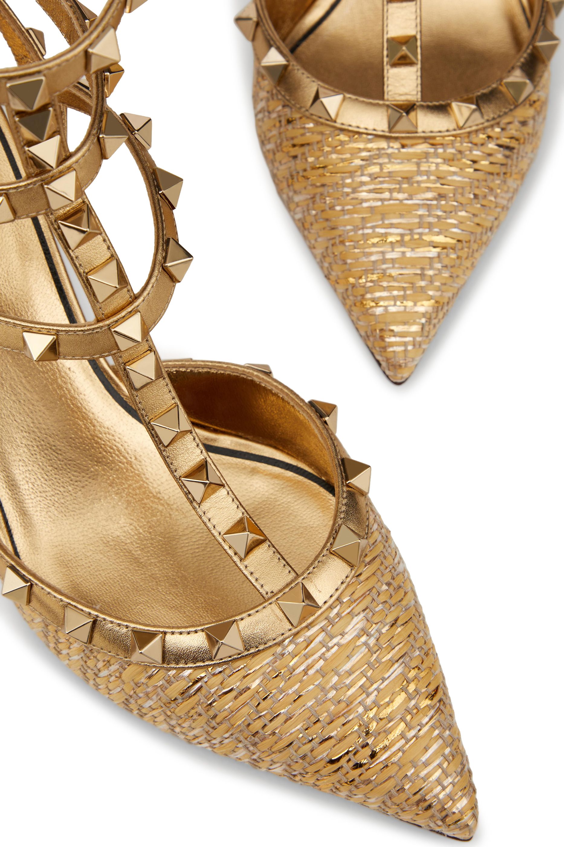 Valentino Garavani Rockstud 100 Raffia Pumps