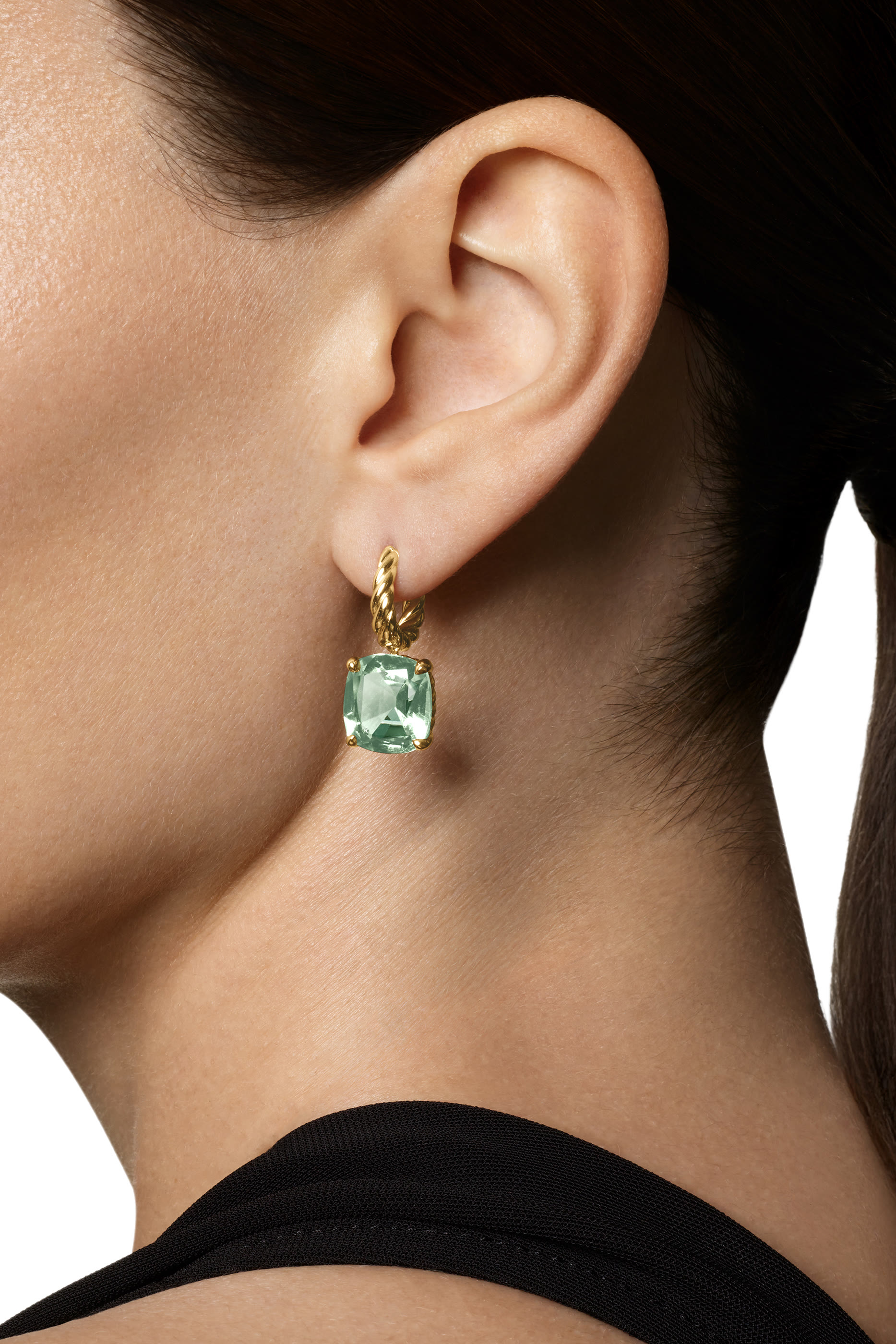 Marbella Drop Earrings, 18k Yellow Gold & Prasiolite