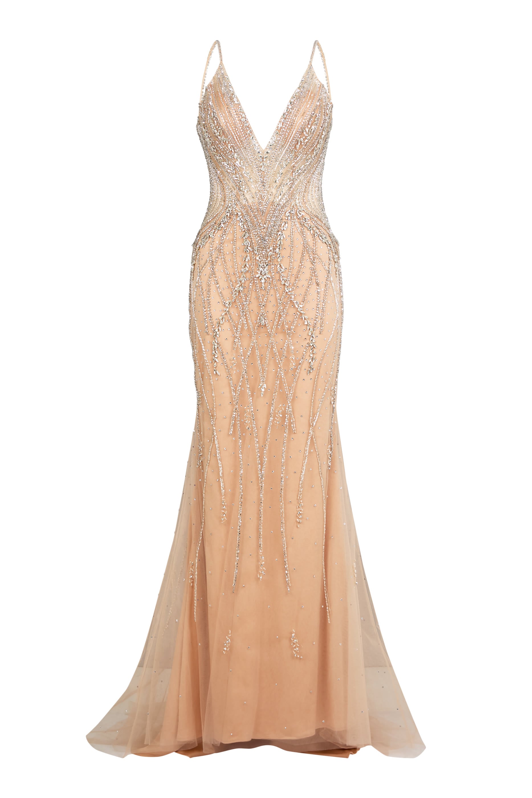 Beaded V-Neck Mermaid Gown