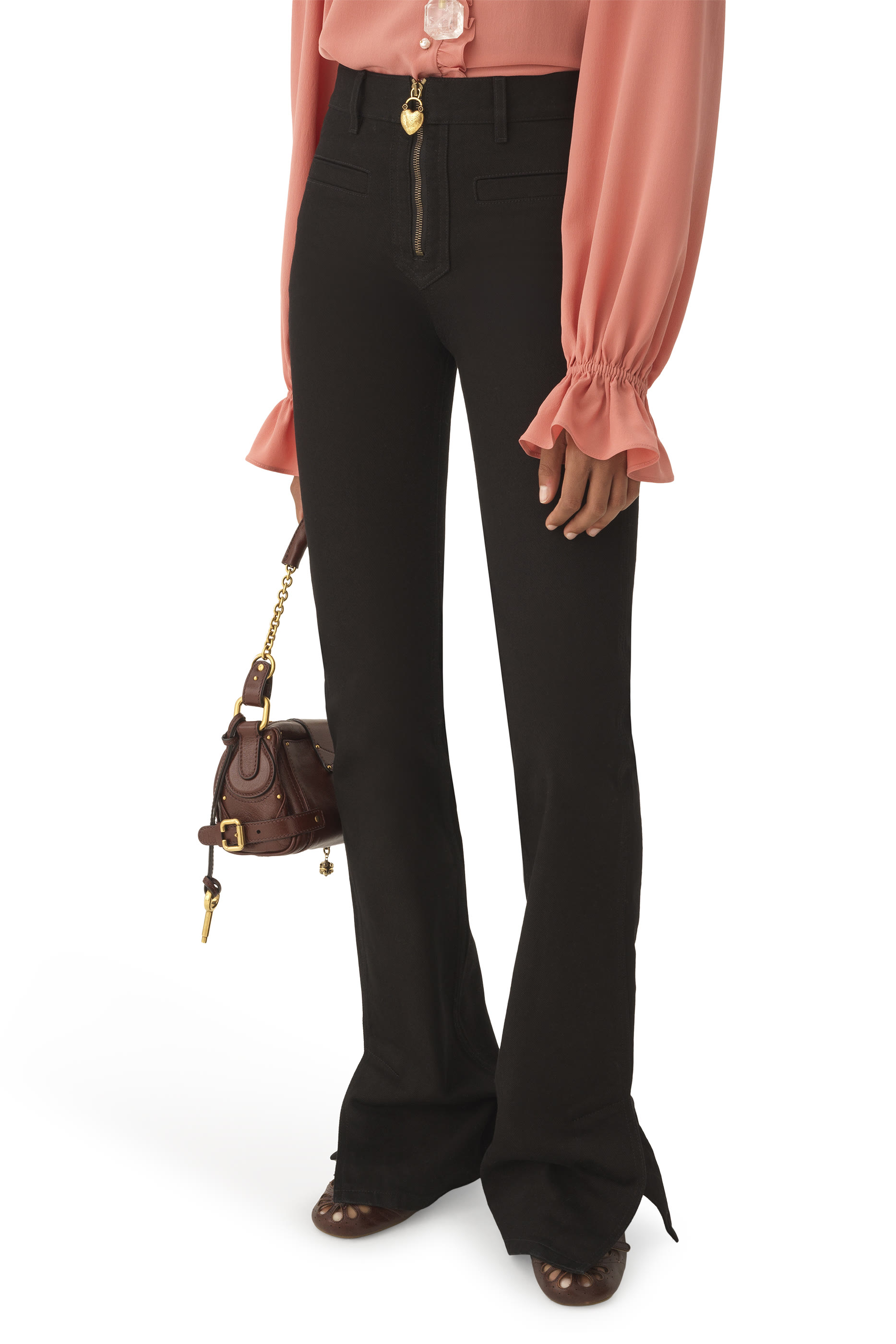 Heart-Lock Charm Puller Slim Jeans