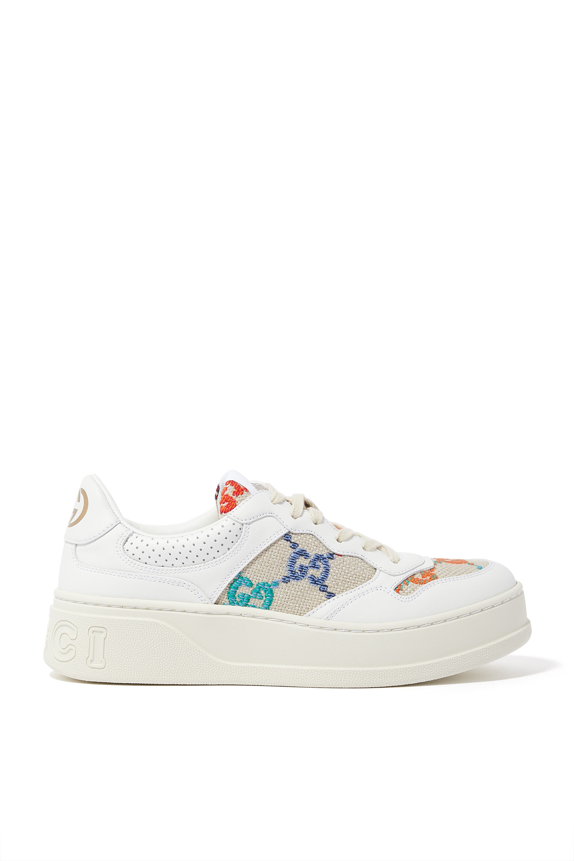 GG Leather Flatform Sneakers