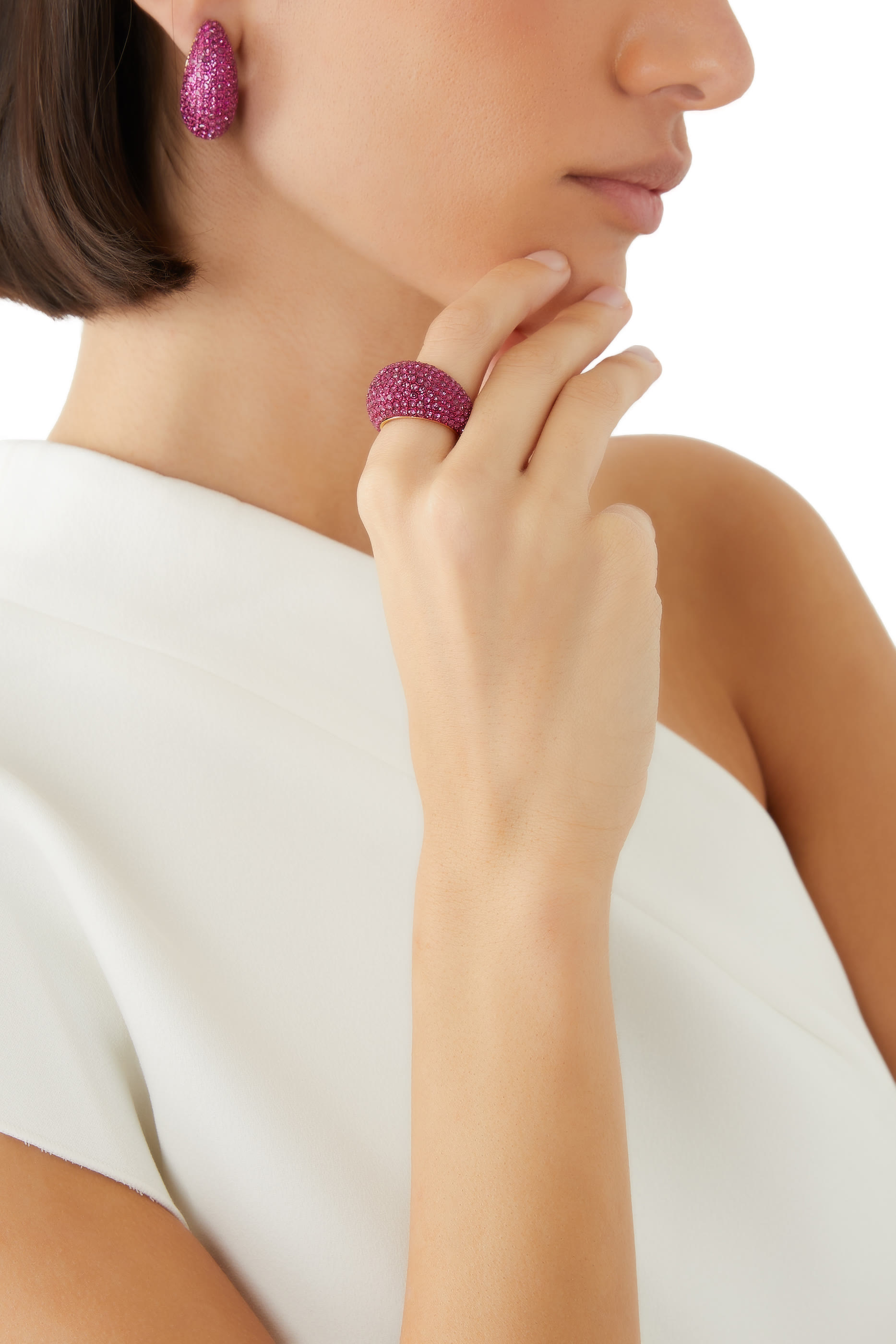 Pave Dome Ring, Brass & Crystals