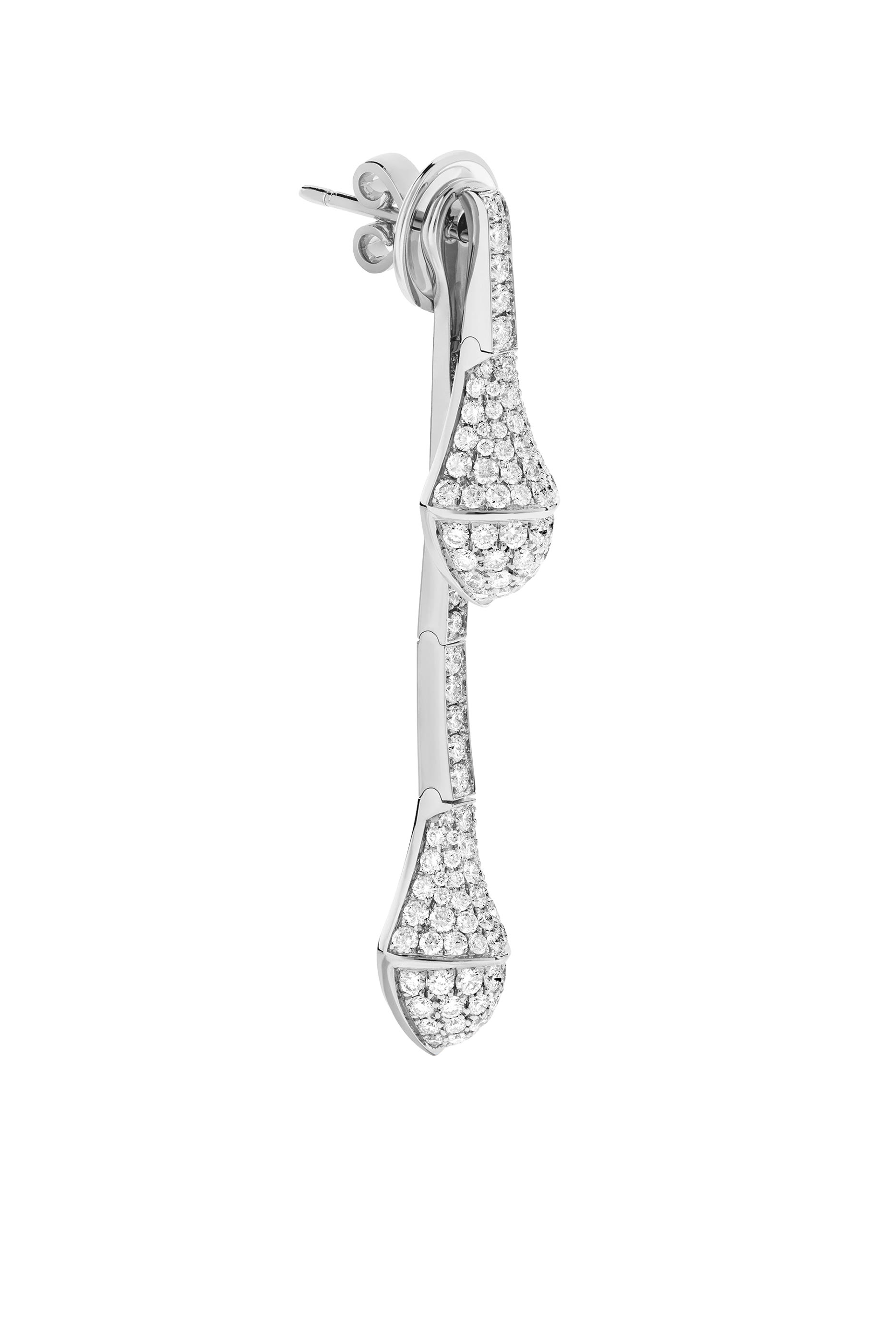 Cleo Drop Earrings, 18k White Gold & Diamonds