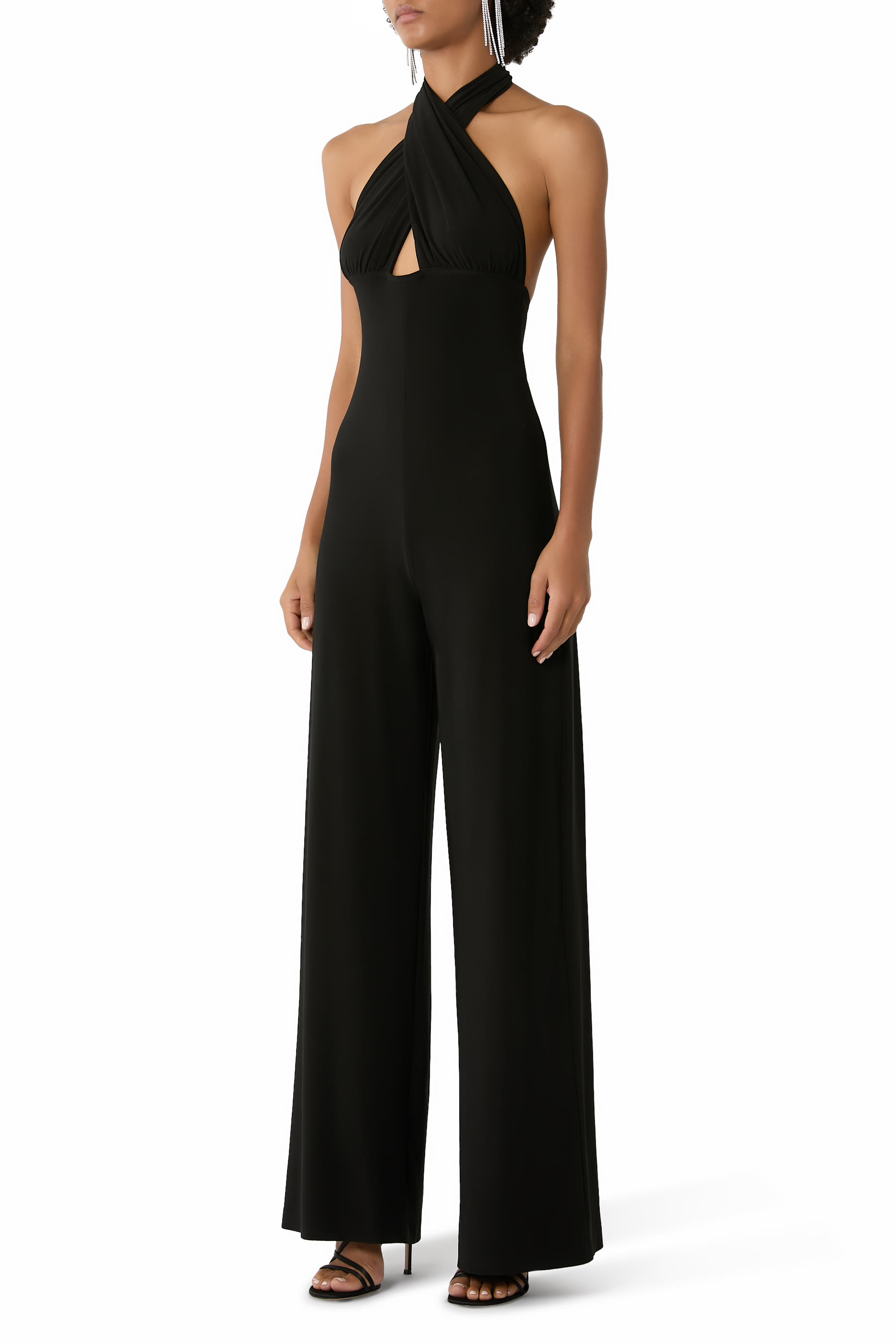 Cross Halter Straight Leg Jumpsuit