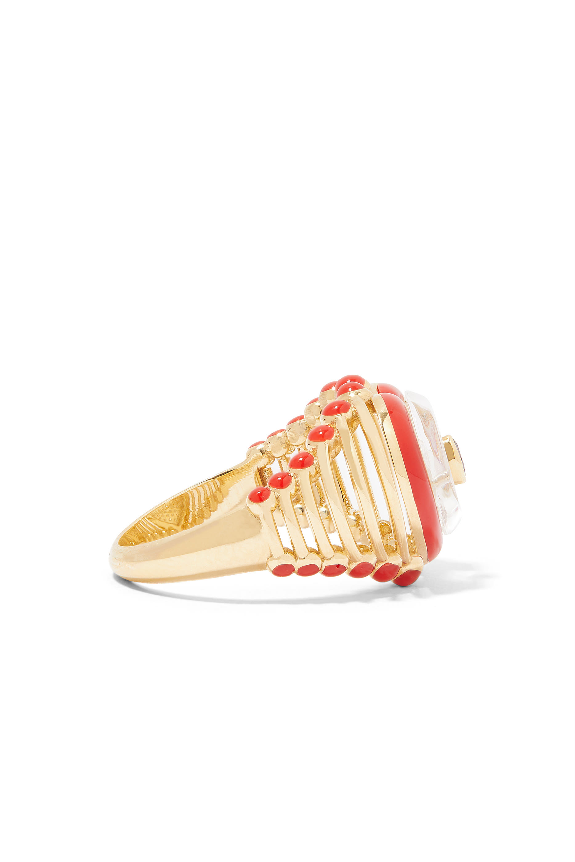 The Red Heart Moment Ring, 18k Yellow Gold With Enamel & Diamonds