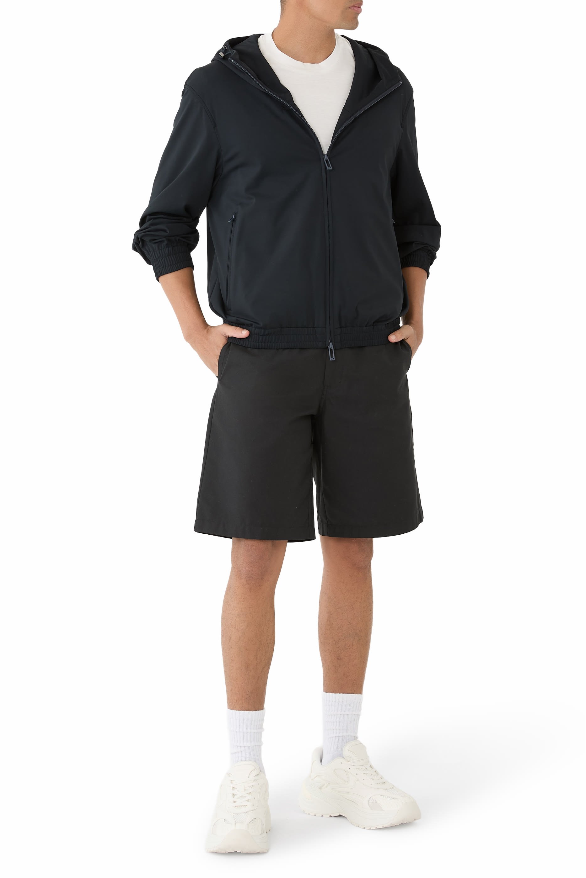 Stretch-Nylon Hooded Blouson 