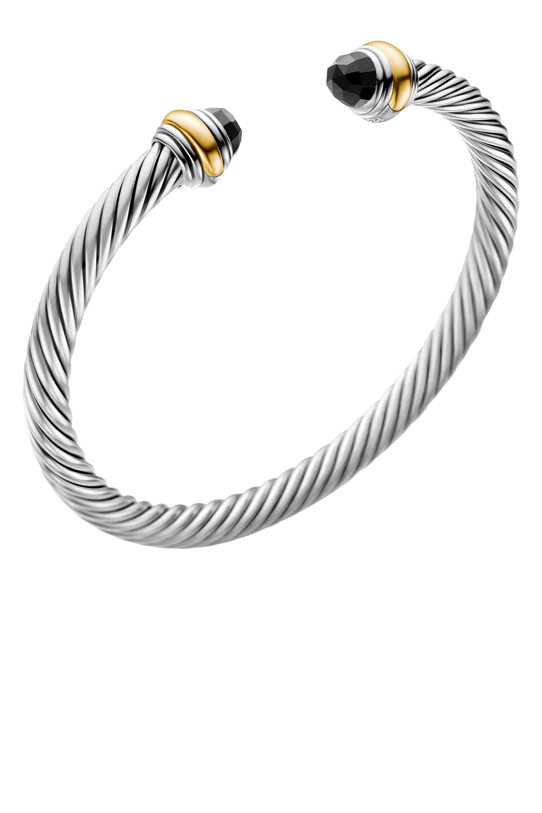 Classic Cable Bracelet, Sterling Silver with 14K Yellow Gold and Black Onyx