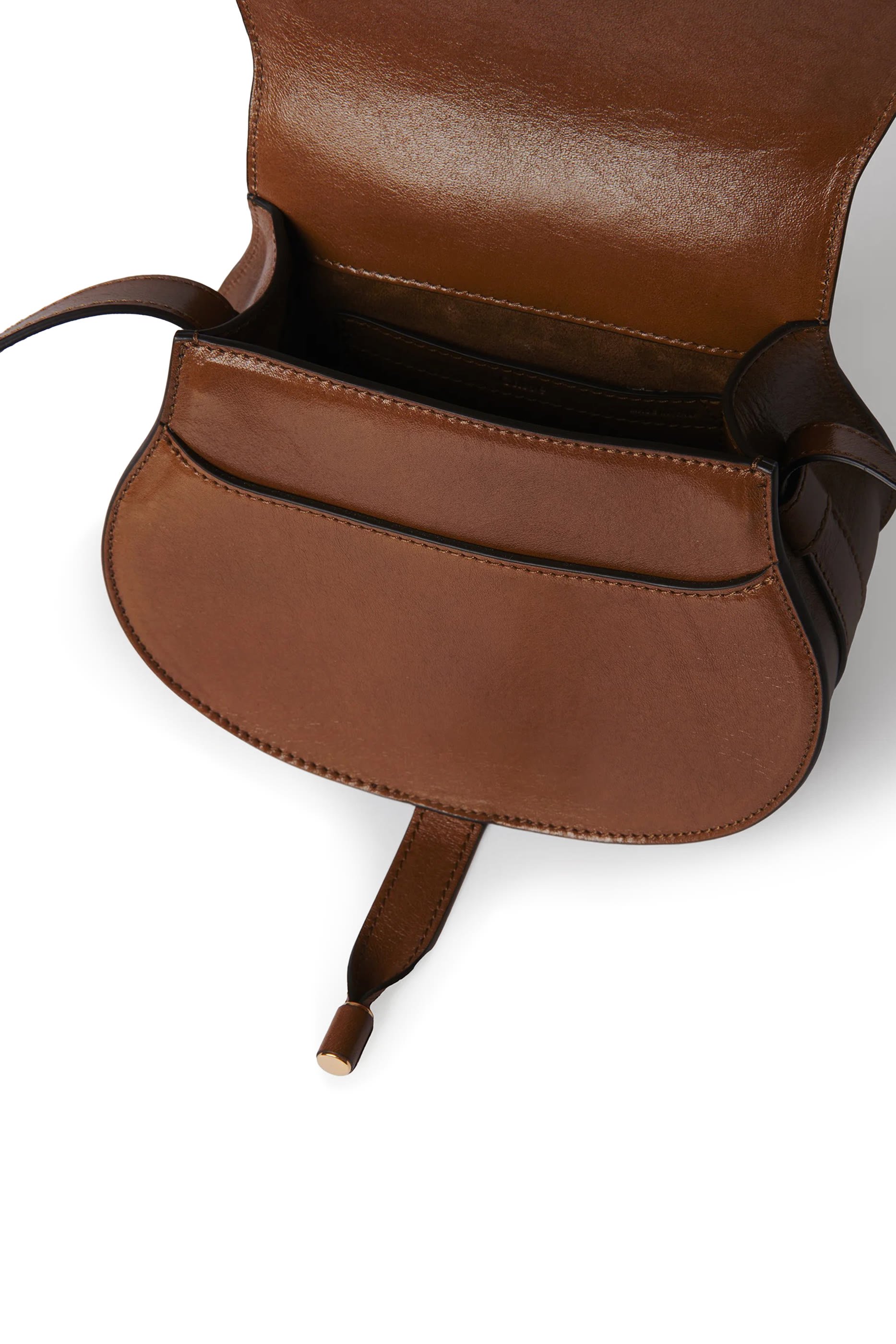 Shiny Leather Small Marcie Saddle Bag