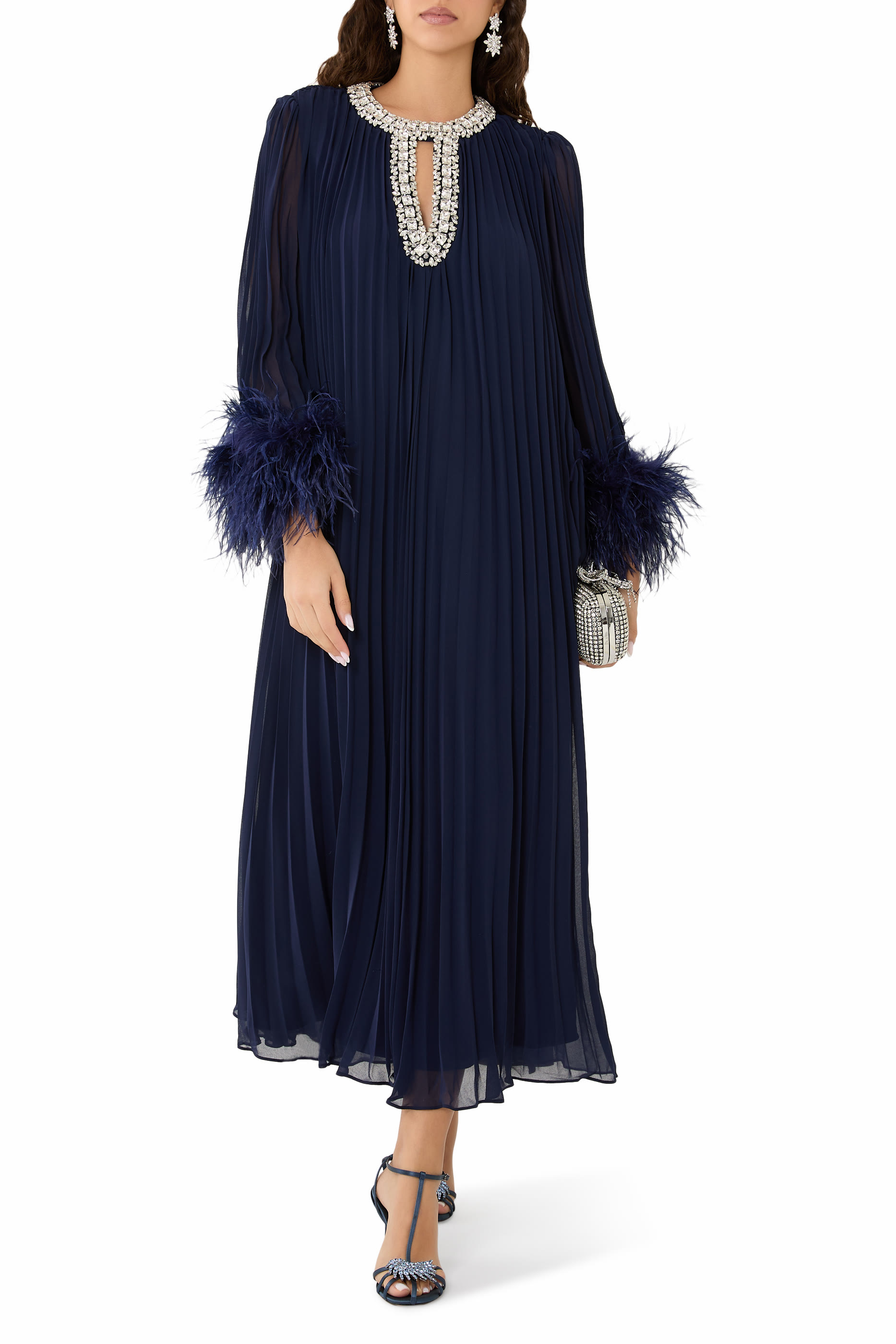 Chiffon Feather Midi Dress