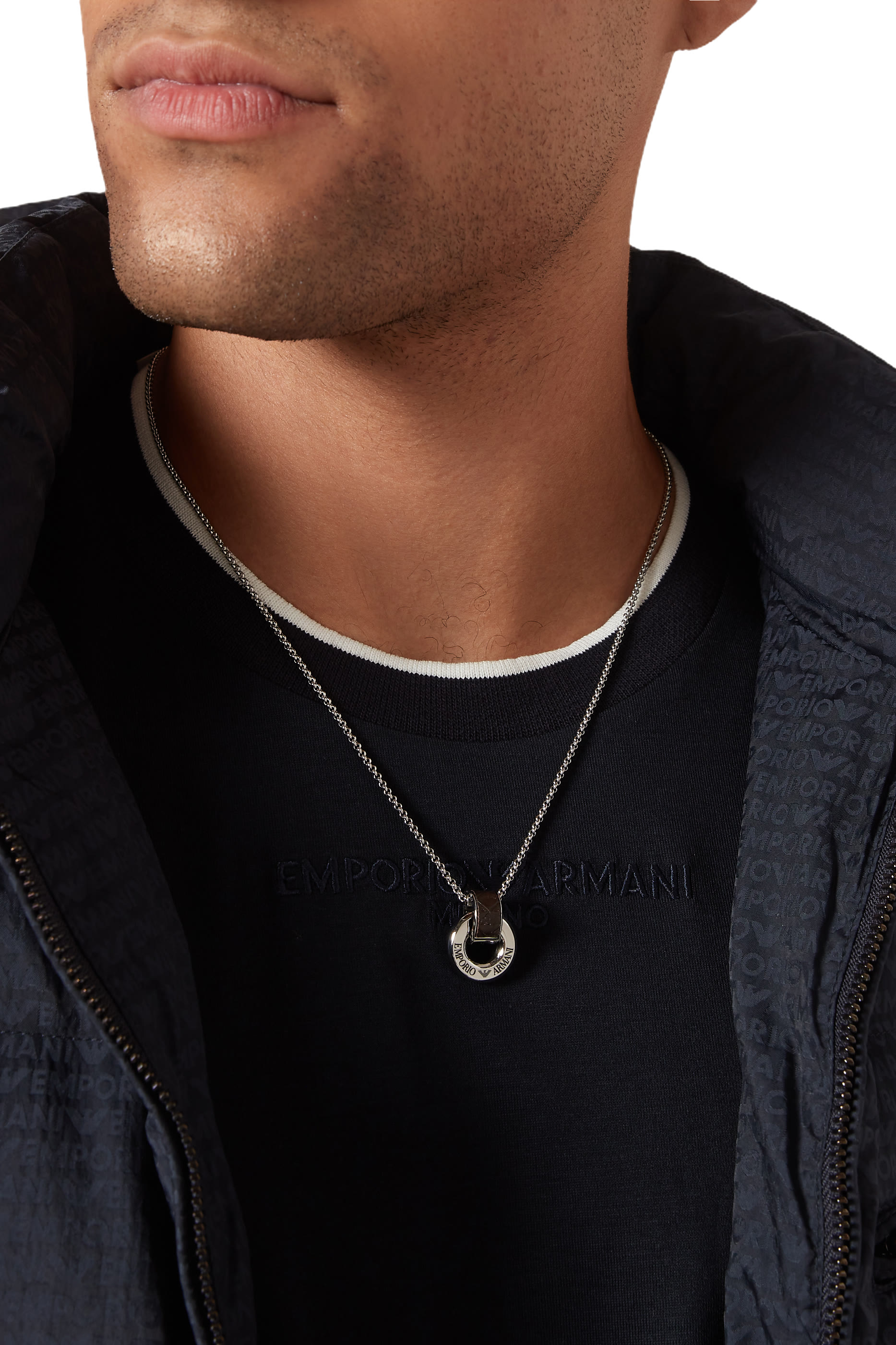 Stainless Steel Logo Pendant Necklace