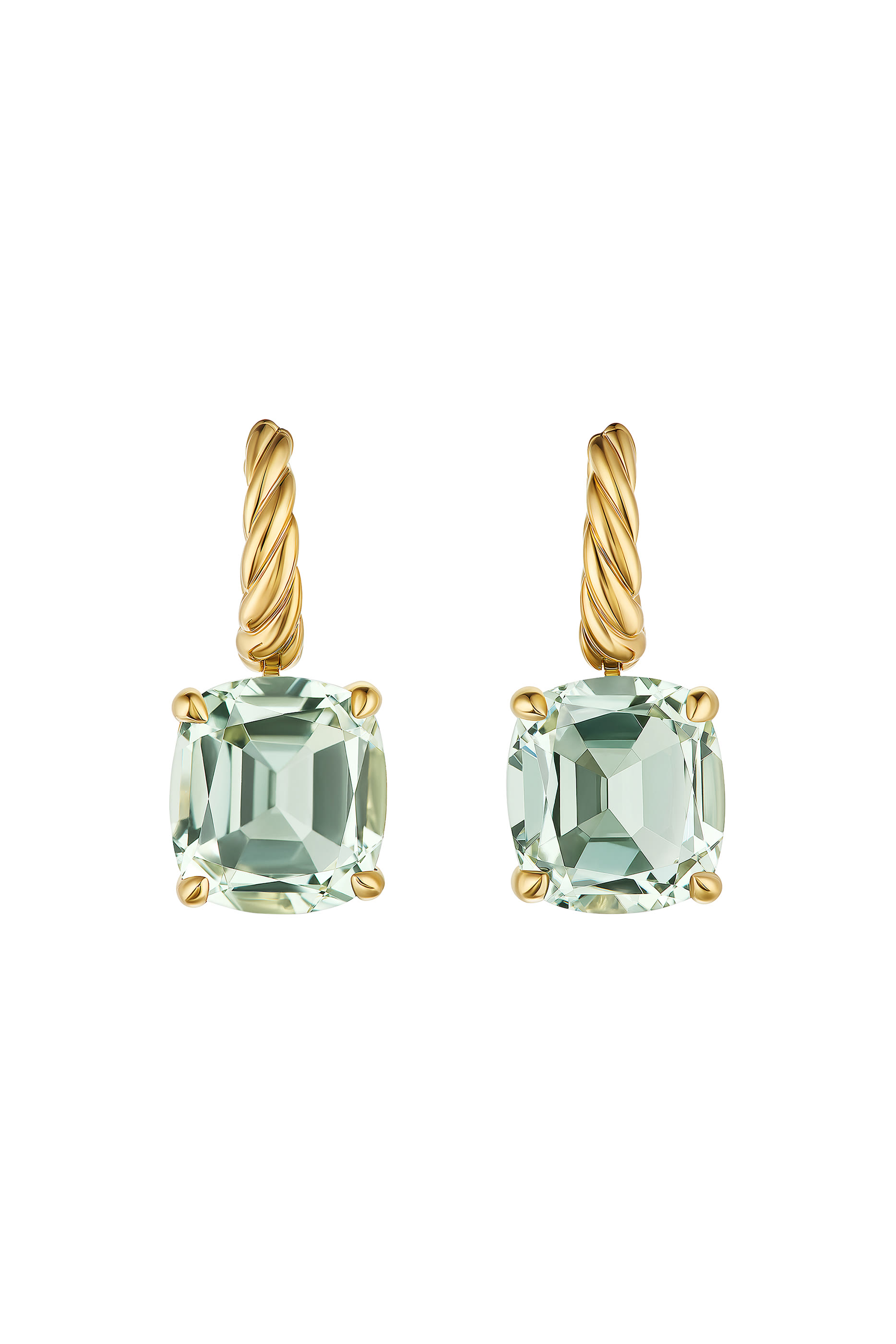 Marbella Drop Earrings, 18k Yellow Gold & Prasiolite