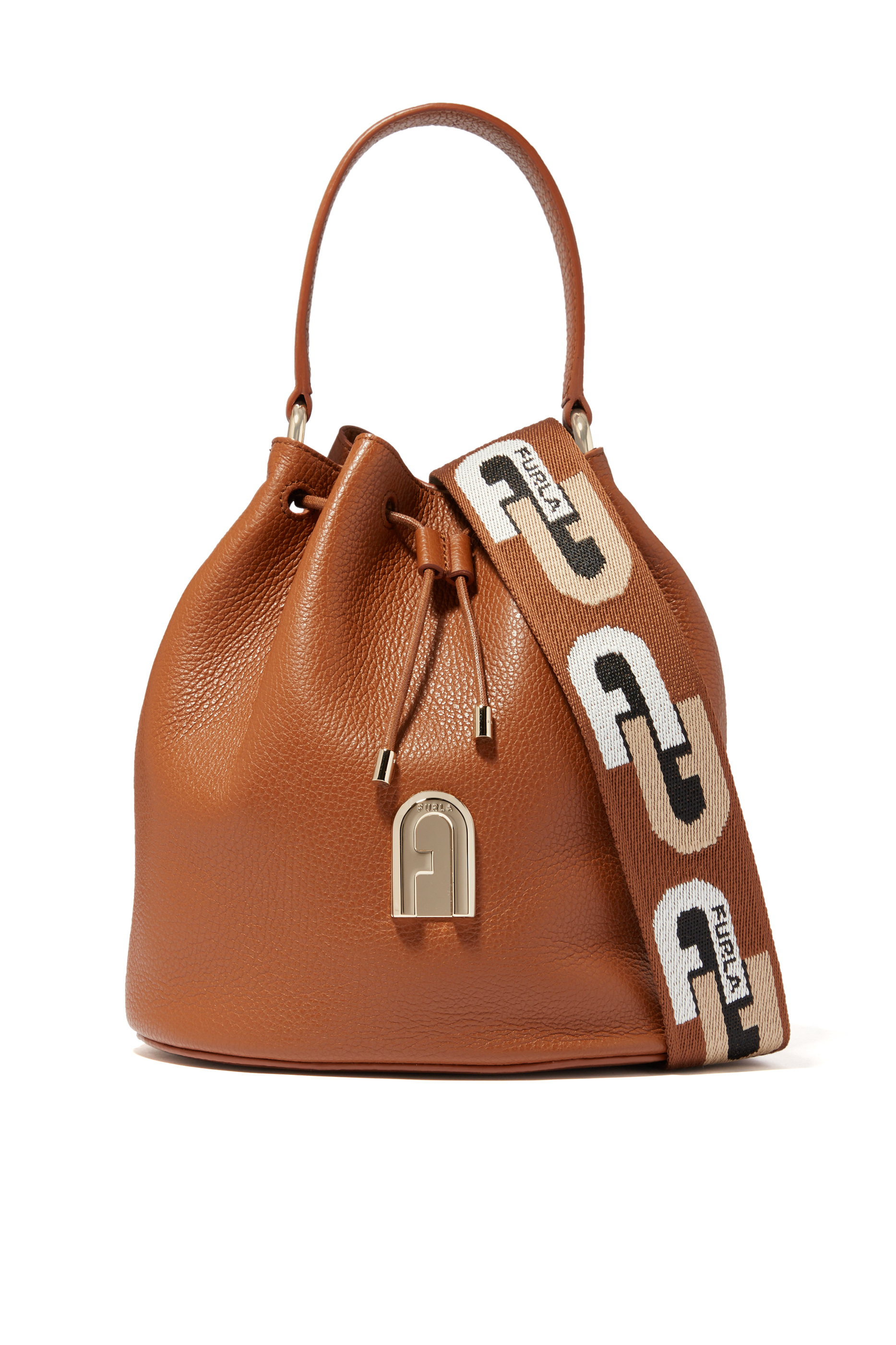 Buy Brown Furla Sleek Small Leather Bucket Bag - Womens for AED 700.00