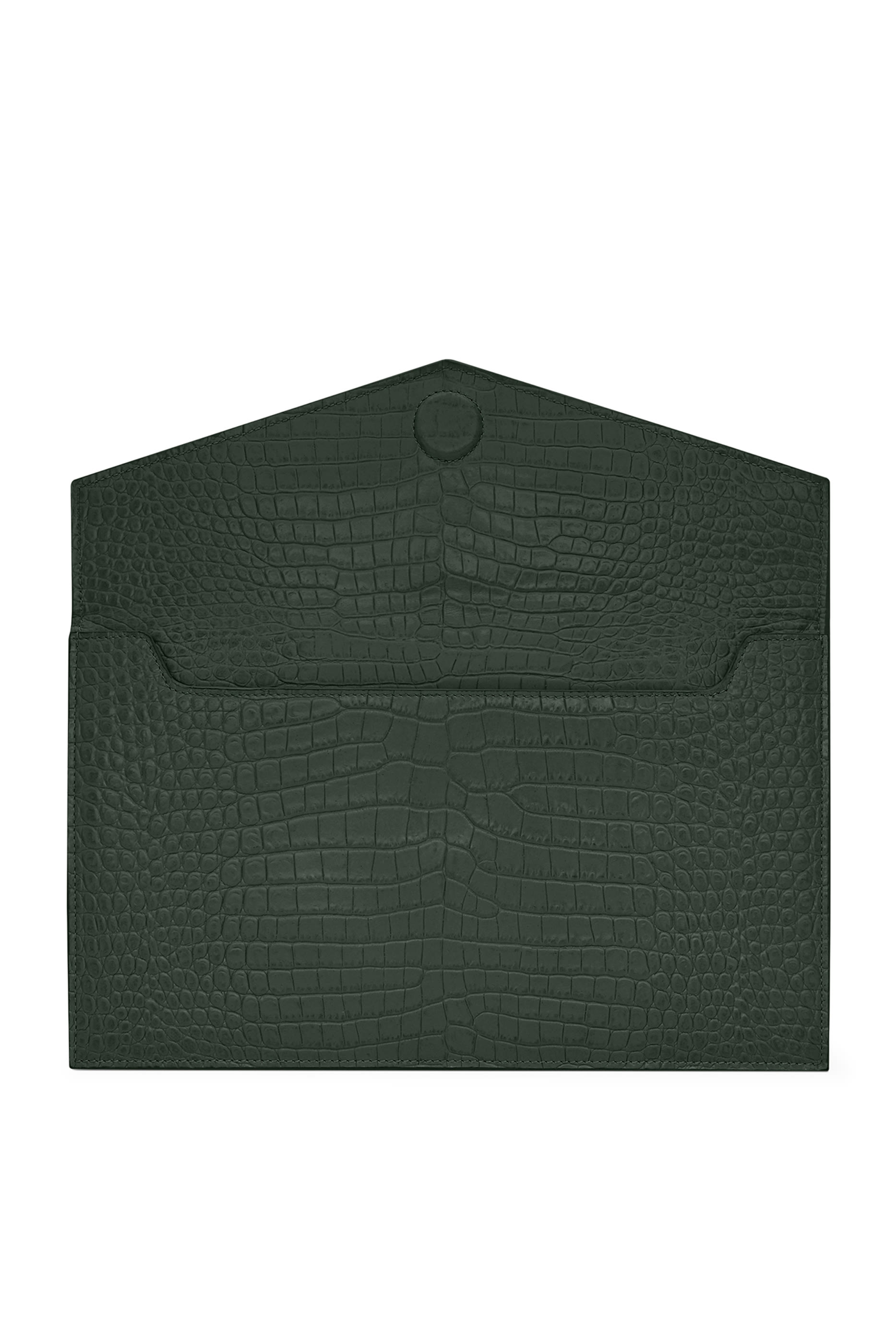 Uptown Pouch in Crocodile-Embossed Shiny Leather