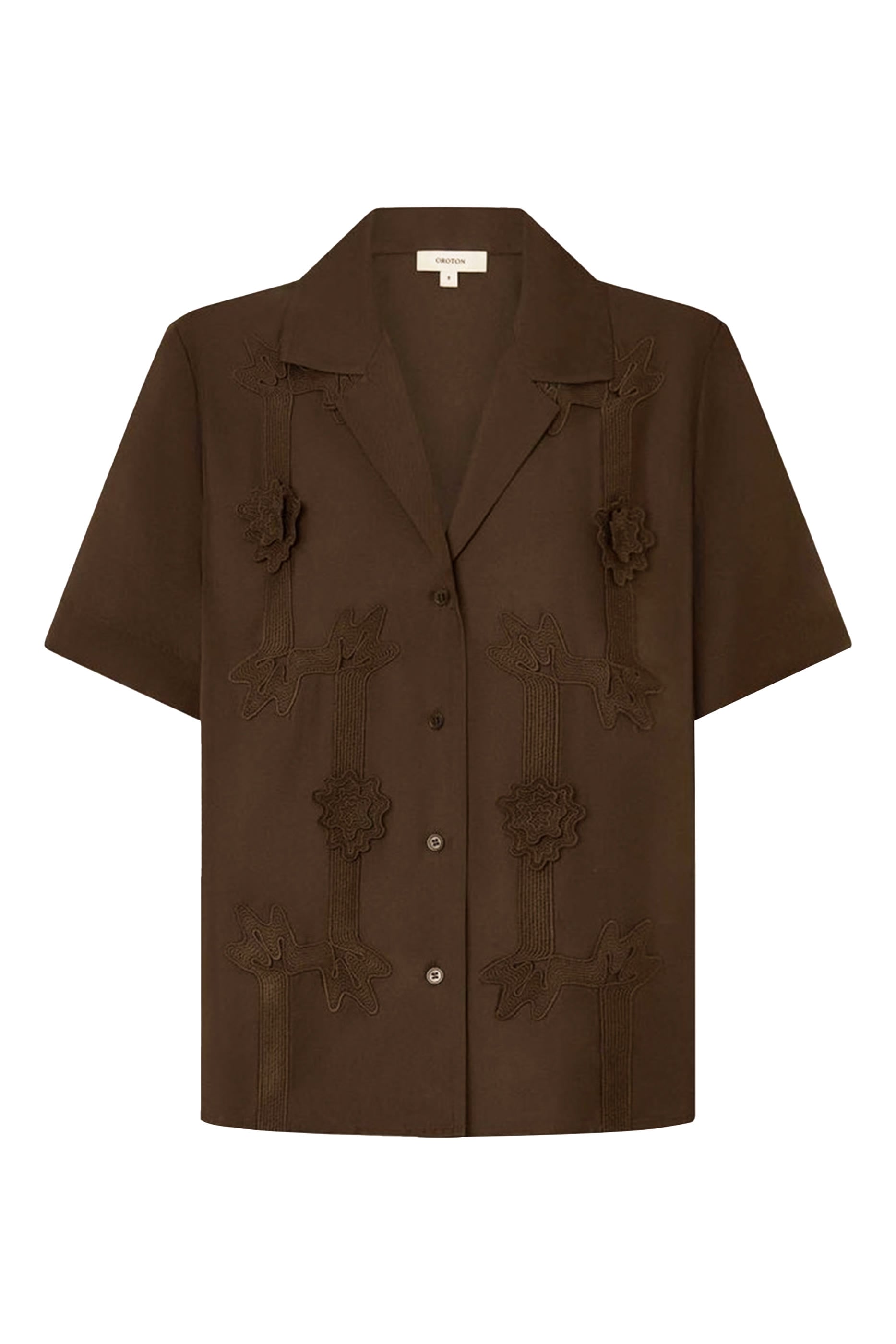 Ribbon Trim Camp Shirt