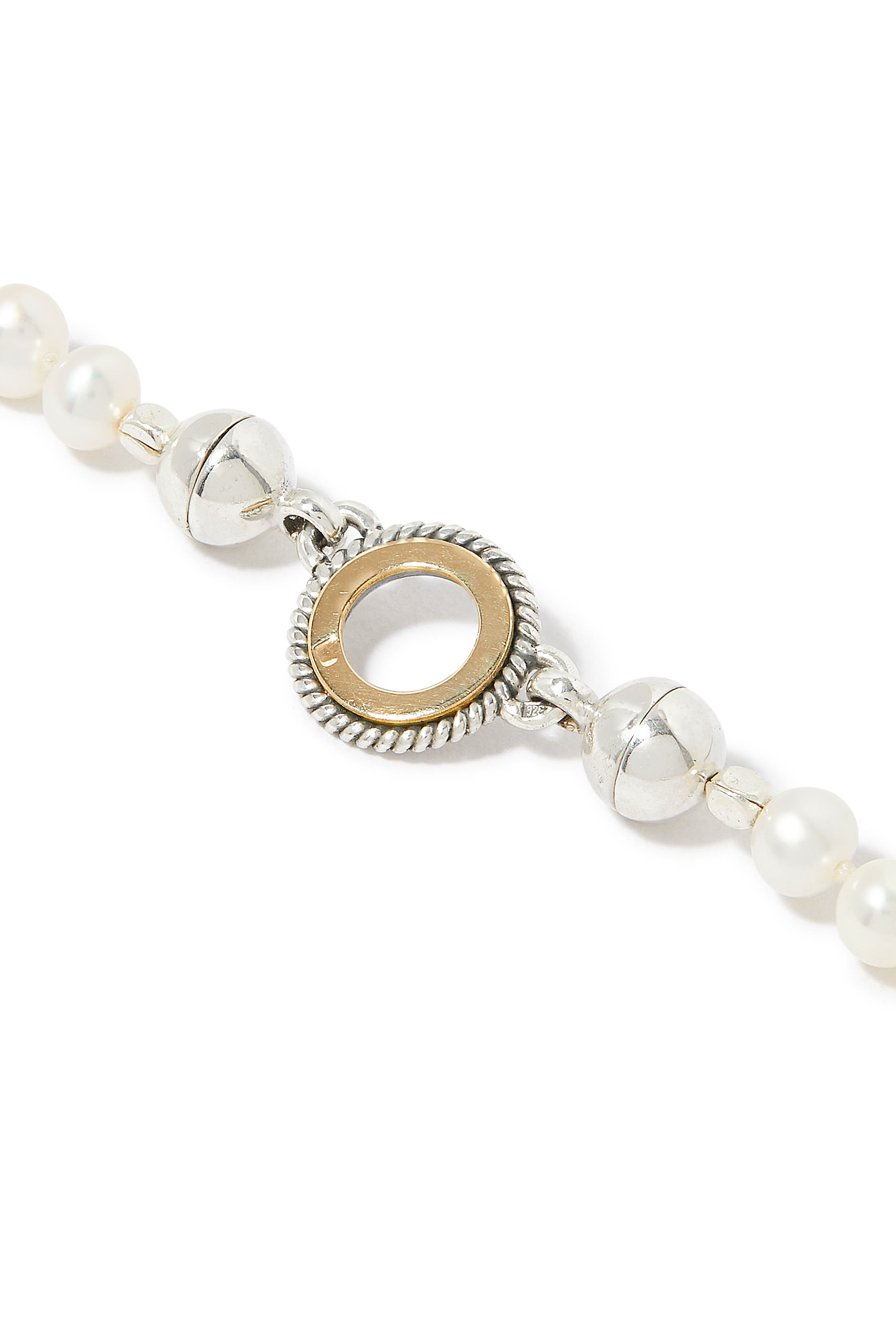 Beaded Scarab Necklace, 18k Gold with Sterling Silver, Pearl & Diamond