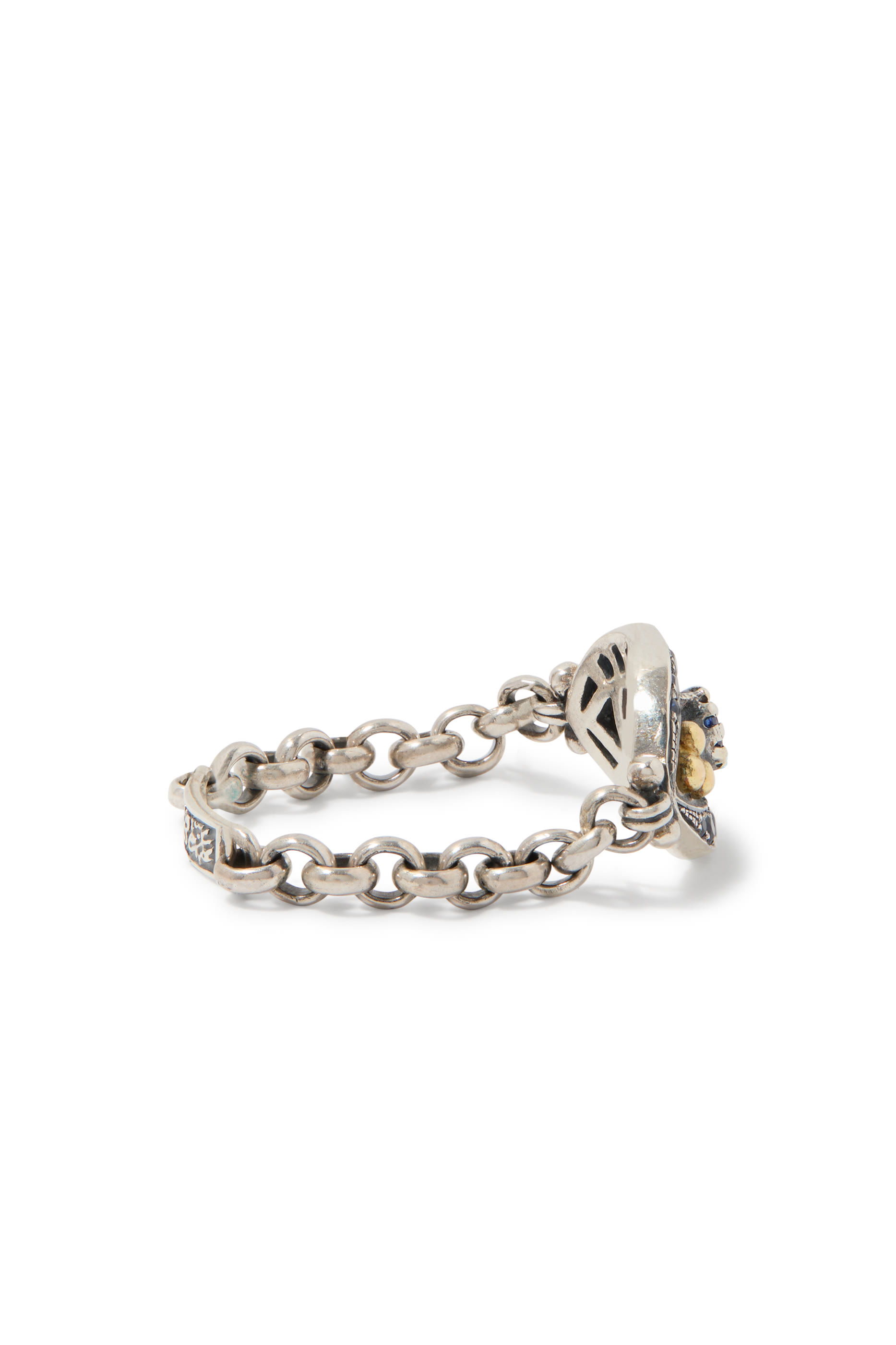  Eye of Hours Ring, 18K Yellow Gold with Sterling Silver, Sapphire & Diamonds