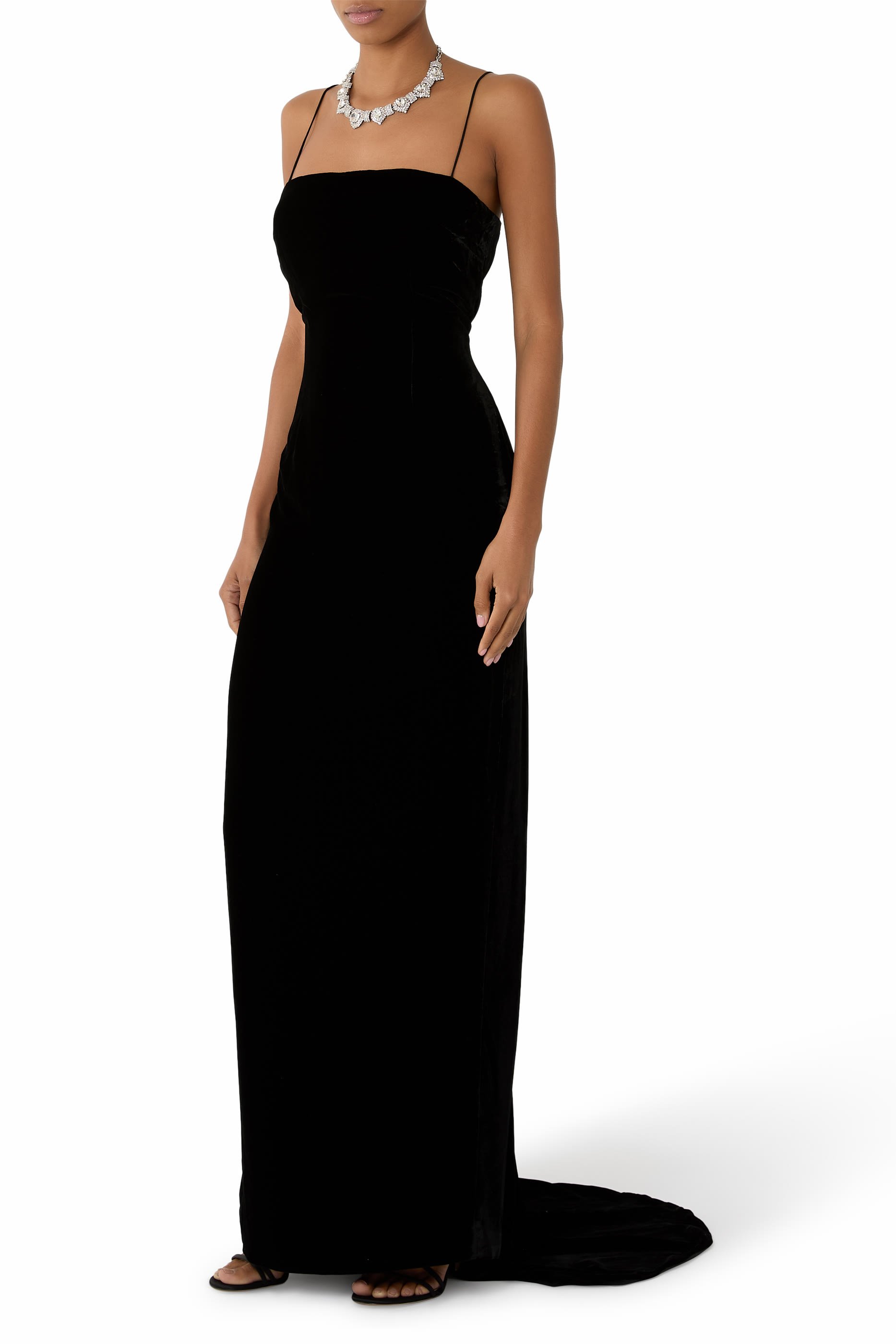  Velvet Maxi Train Dress