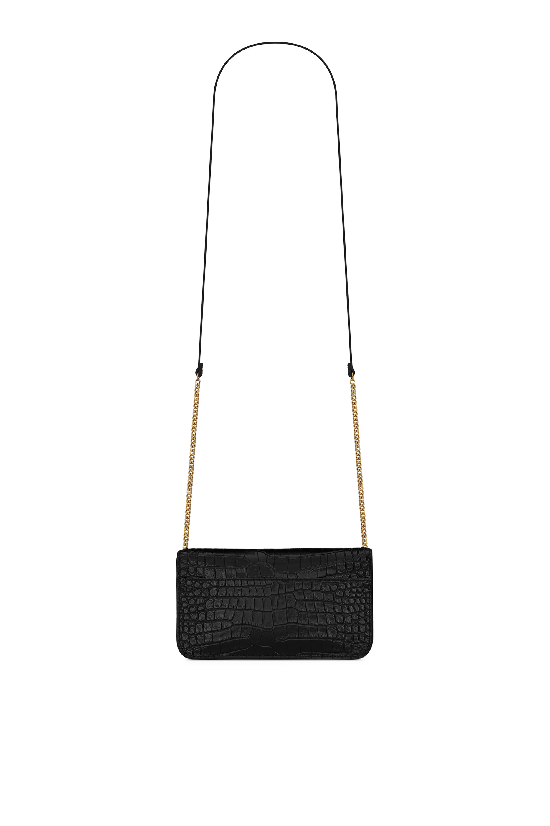  Cassandre Phone Holder in Shiny Crocodile-Embossed Leather