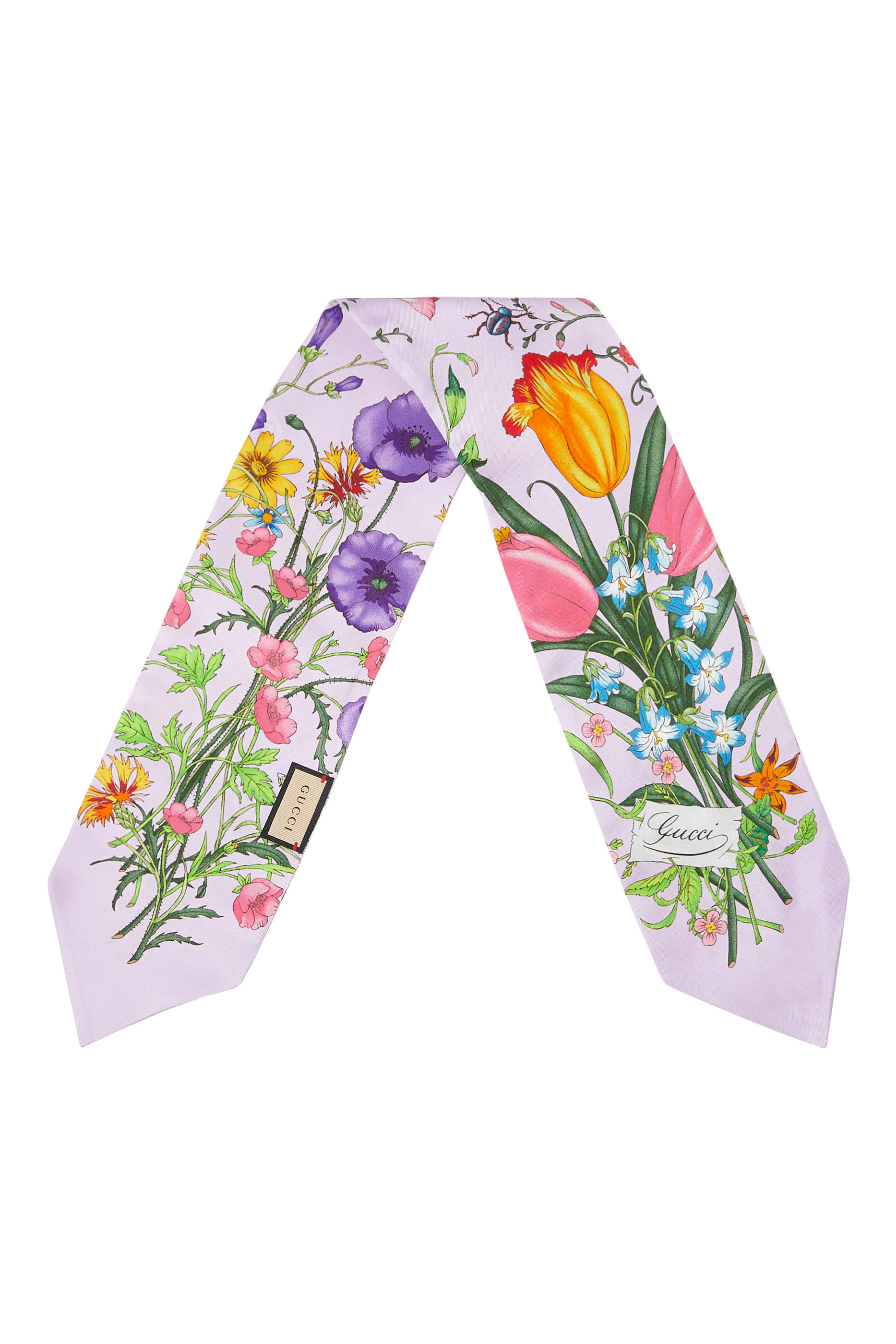 Flora Print Silk Neck Bow