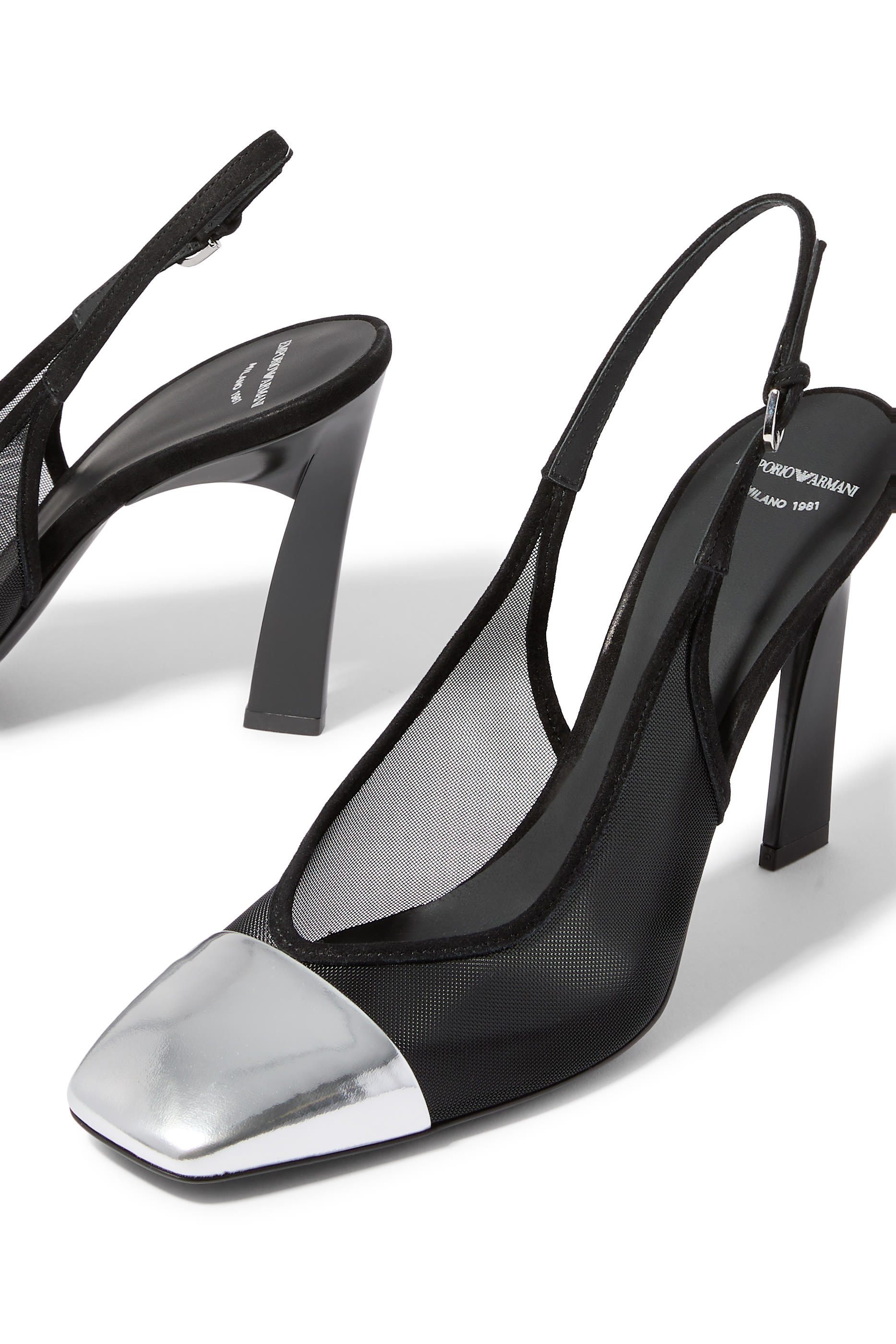 Mirror-Toe Slingback Pumps