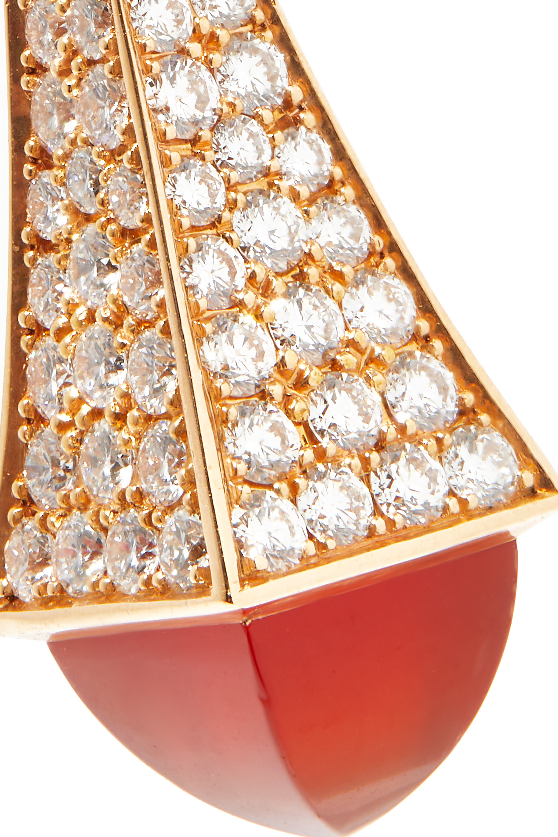 Cleo Teardrop Earrings, 18k Rose Gold  with Red Agate & Diamonds