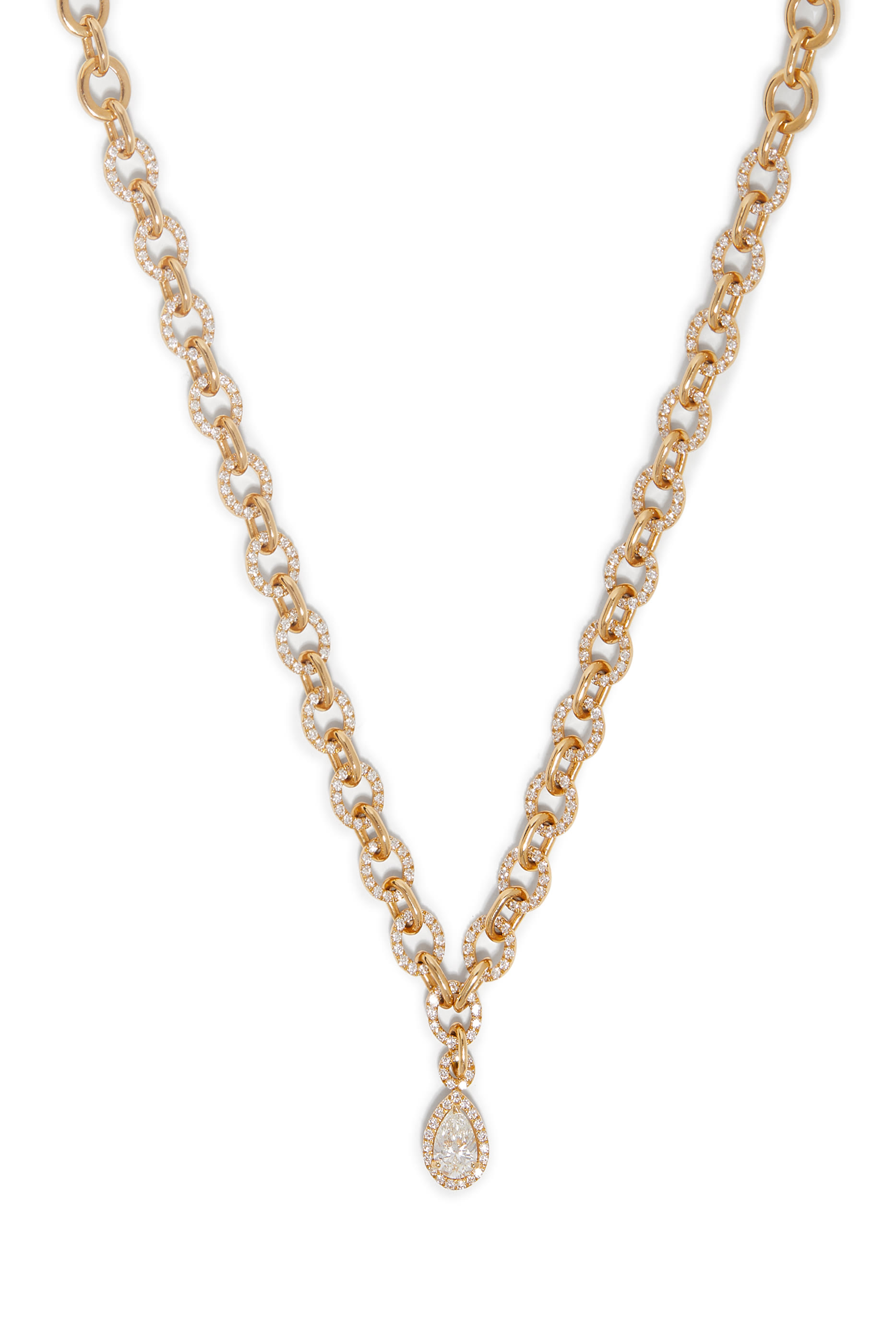 Single Chain Necklace, 18k Yellow Gold & Diamonds