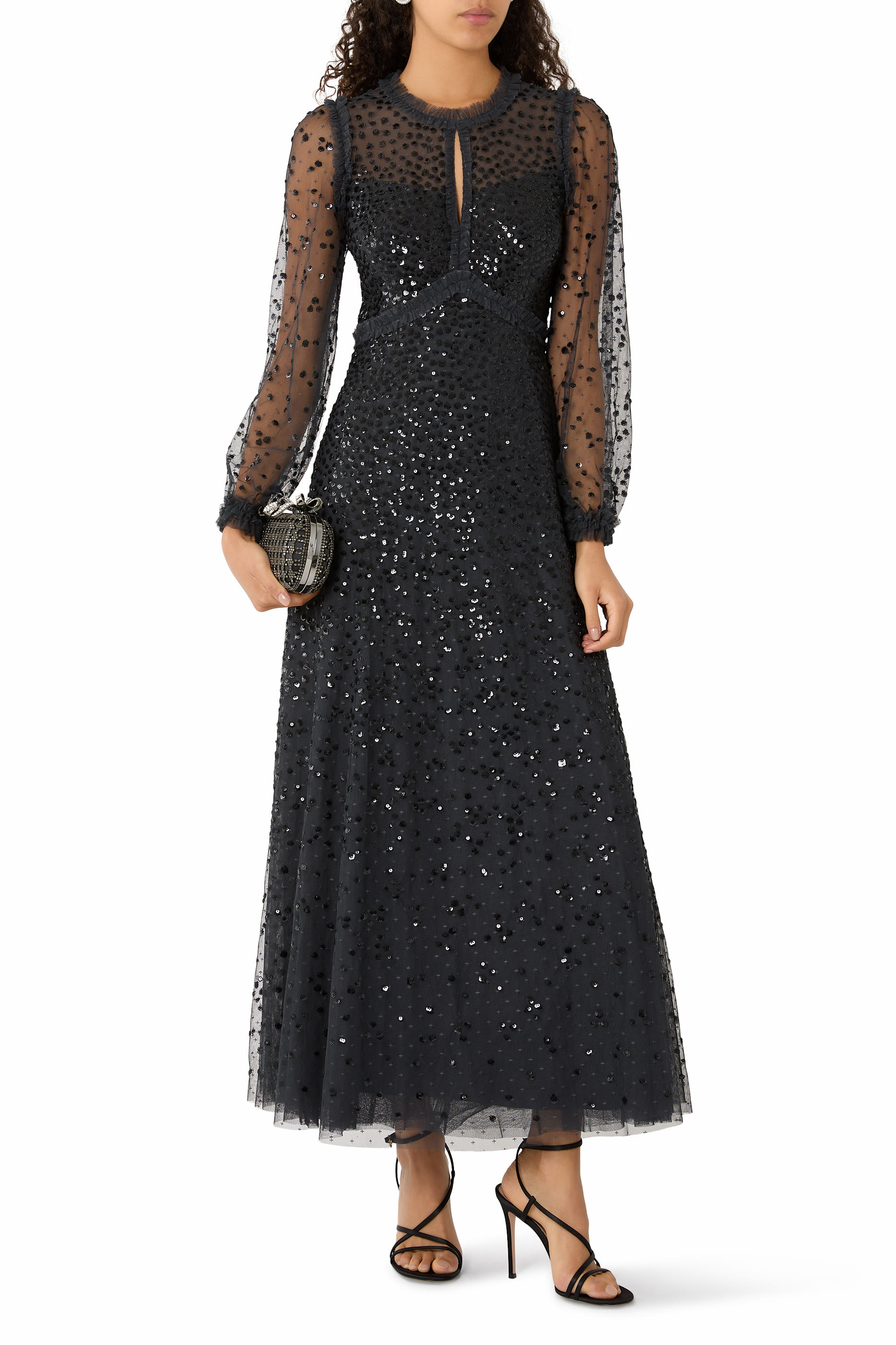 Dappled Sequin Ankle Gown