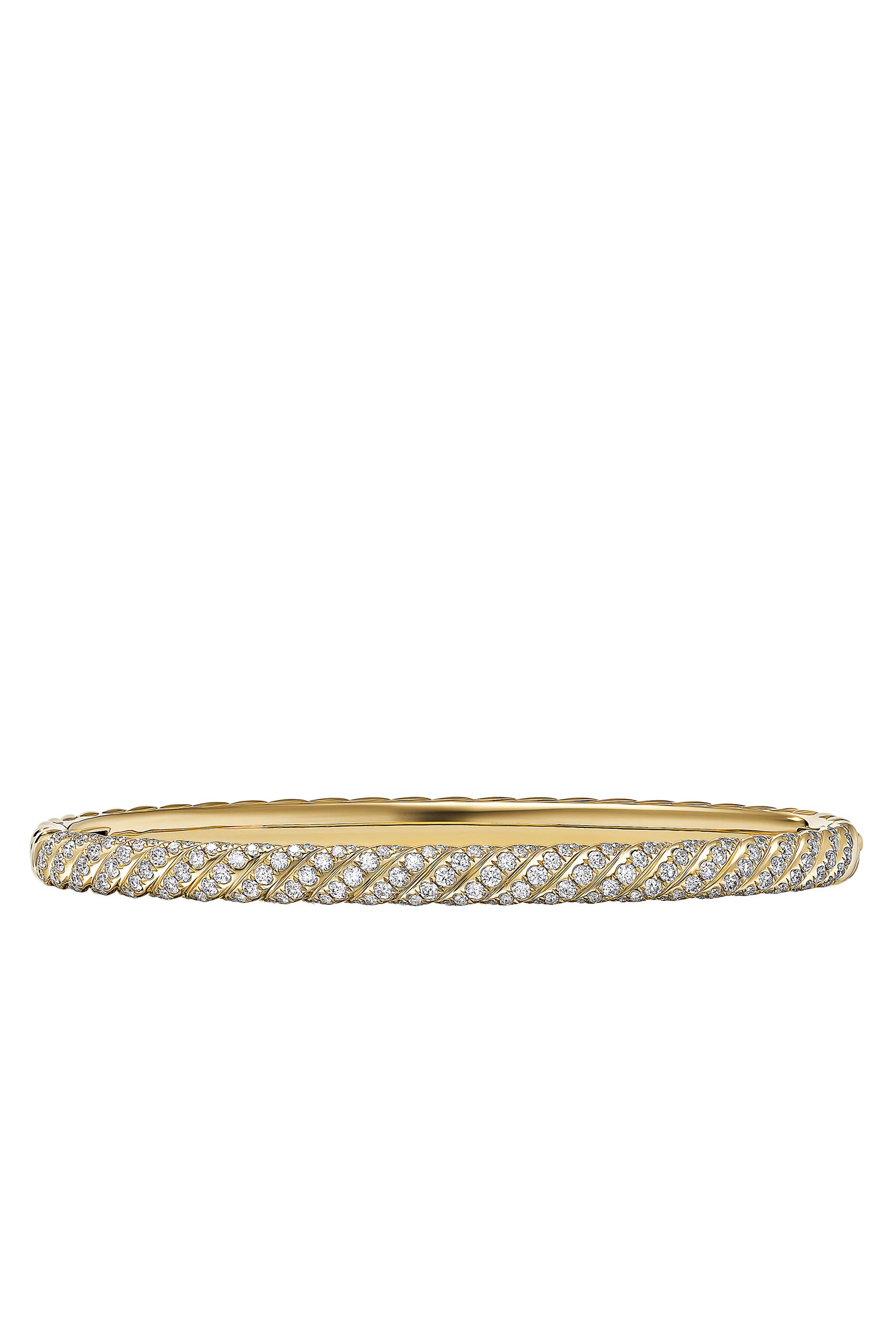 Sculpted Cable Bangle Bracelet, 18k Yellow Gold & Diamonds