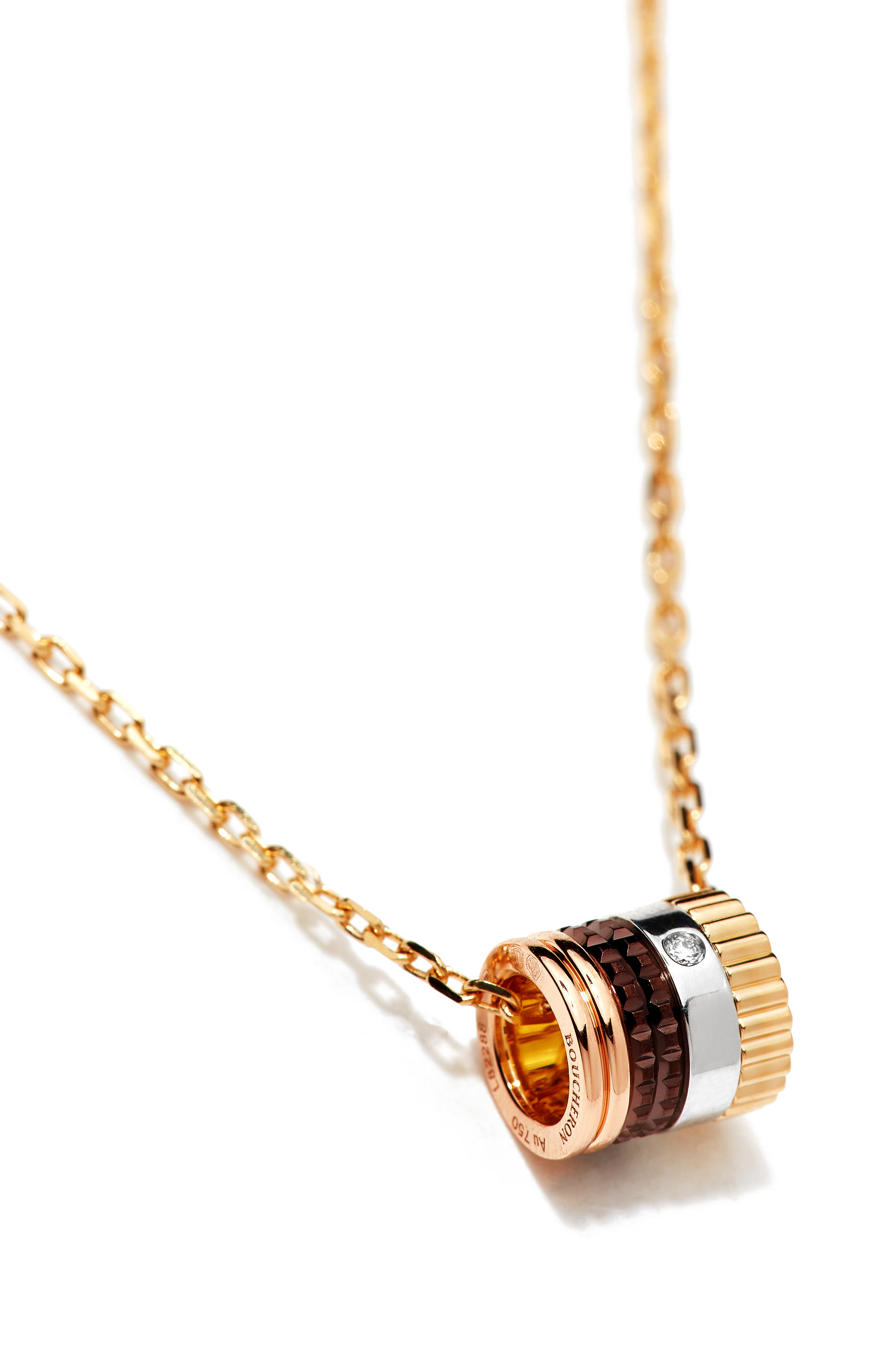 Quatre Classique Mini Ring Pendant, 18k Mix Gold & Diamond
