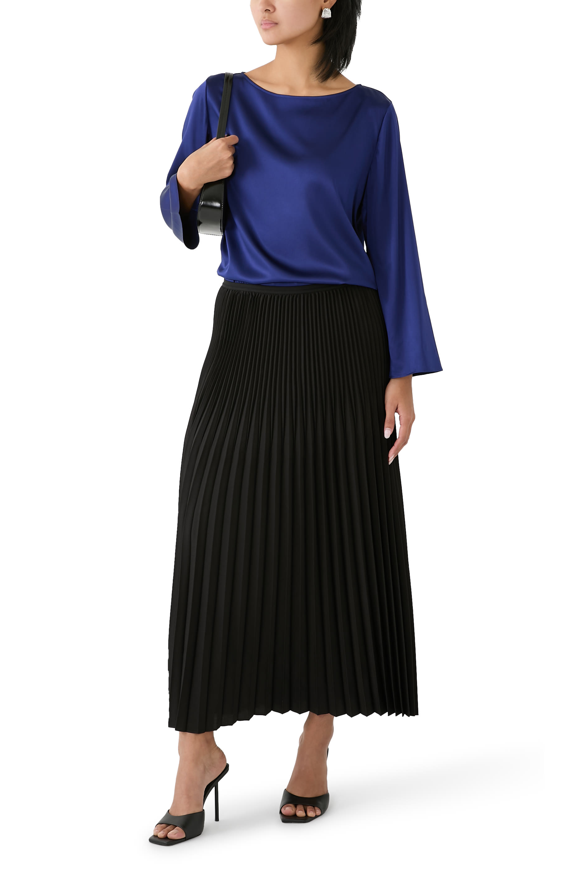 Stretch Silk Charmeuse Bateau Neck Top