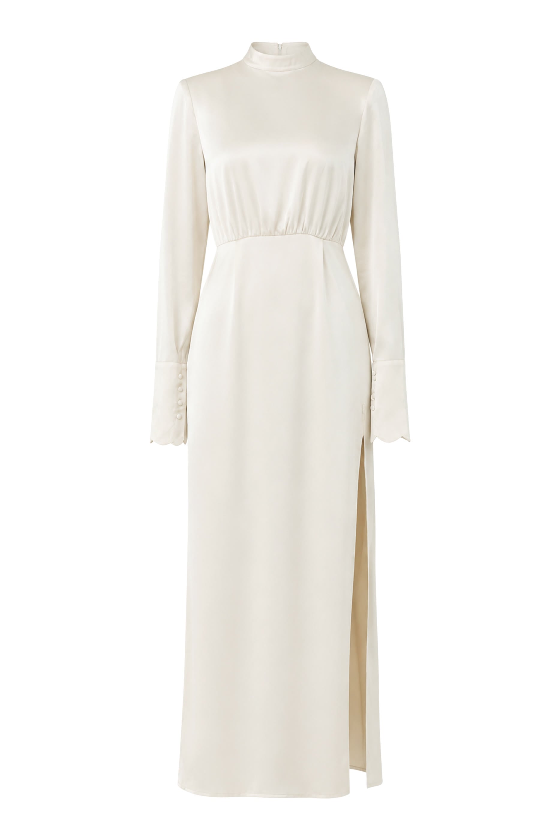 Structured Shoulder Design High-Neck Maxi Dress