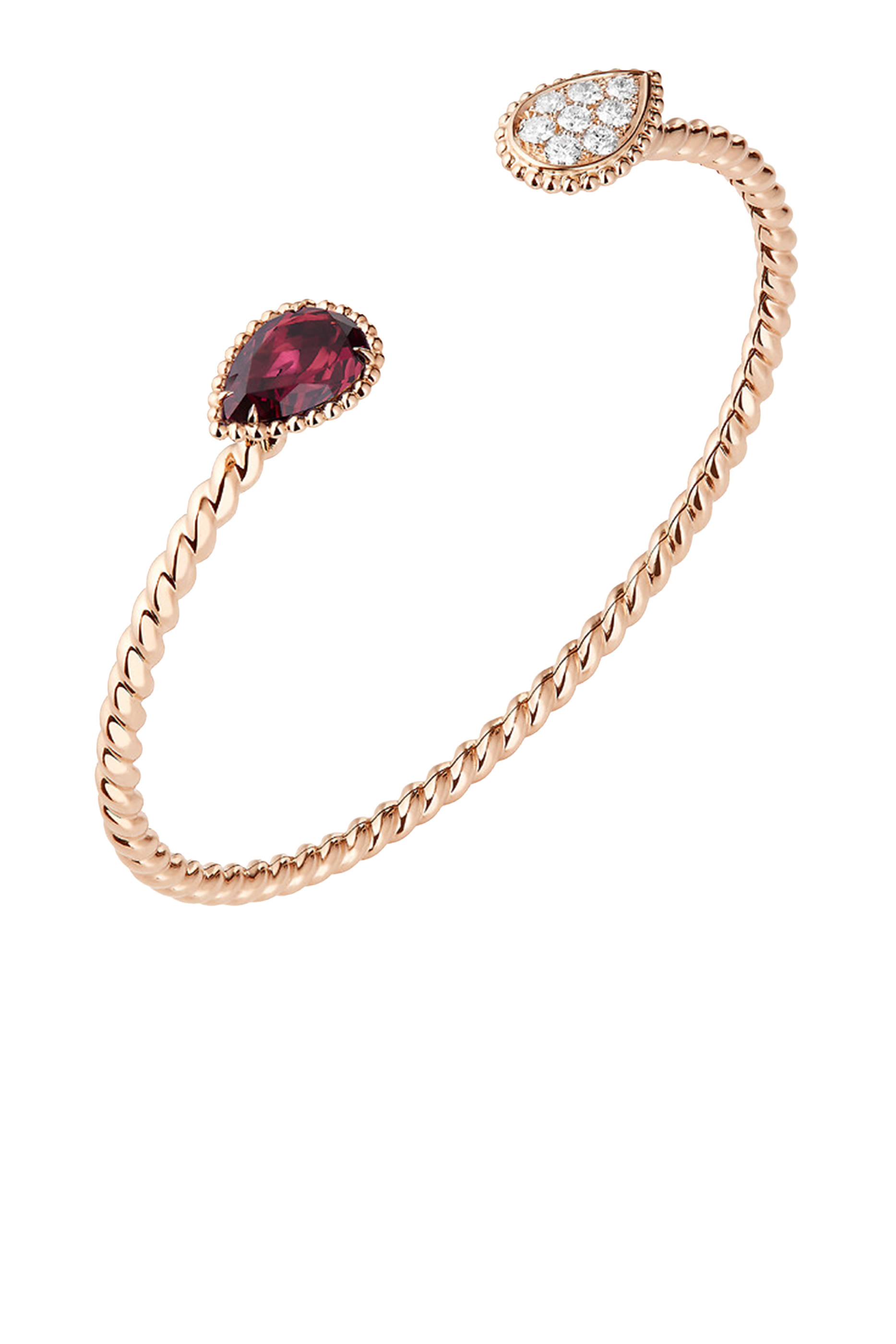 S Motif Serpent Bohème Bracelet, 18k Pink Gold, Rhodolite and Diamonds
