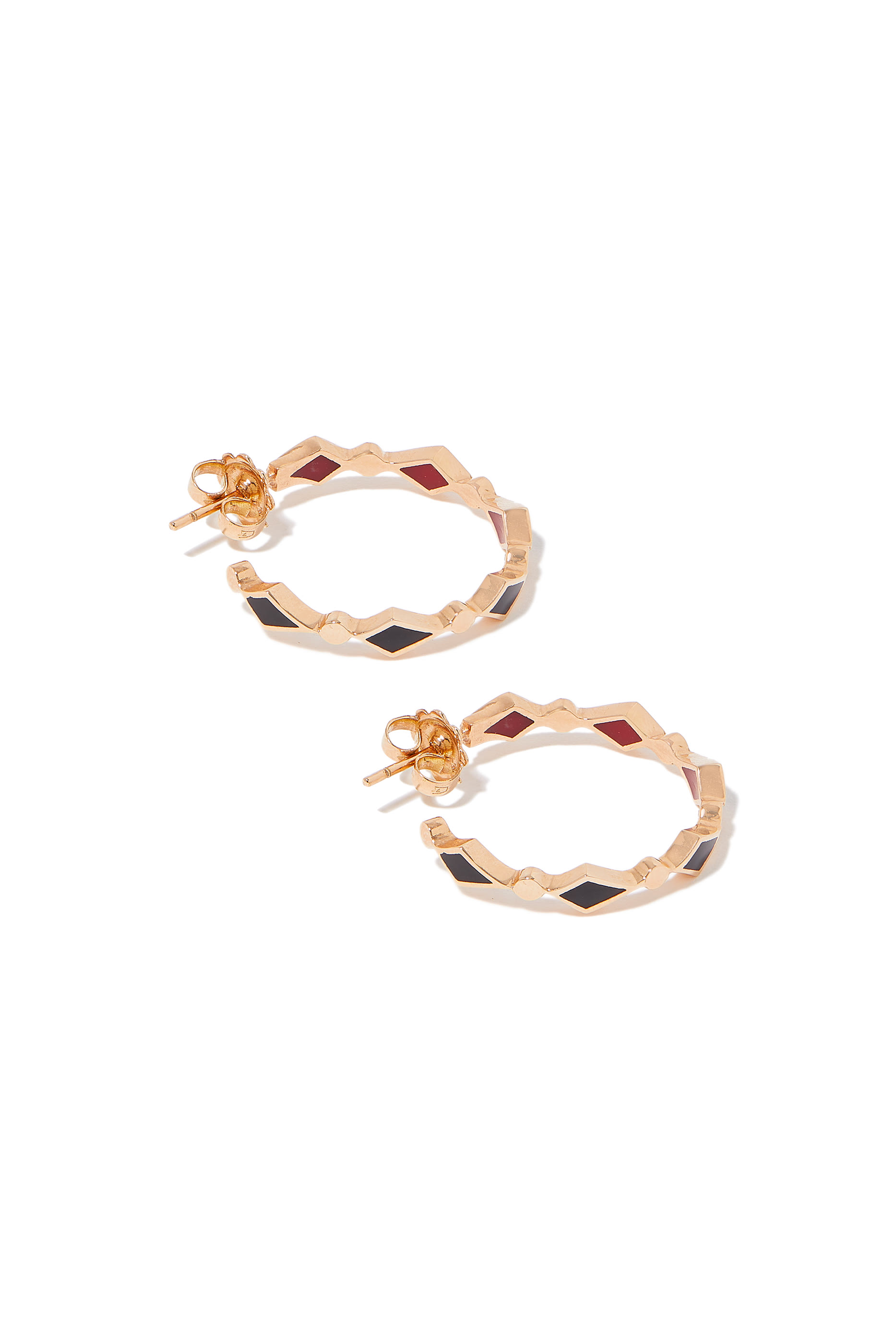 Mosaic Single Hoop Earrings, 18k Pink Gold