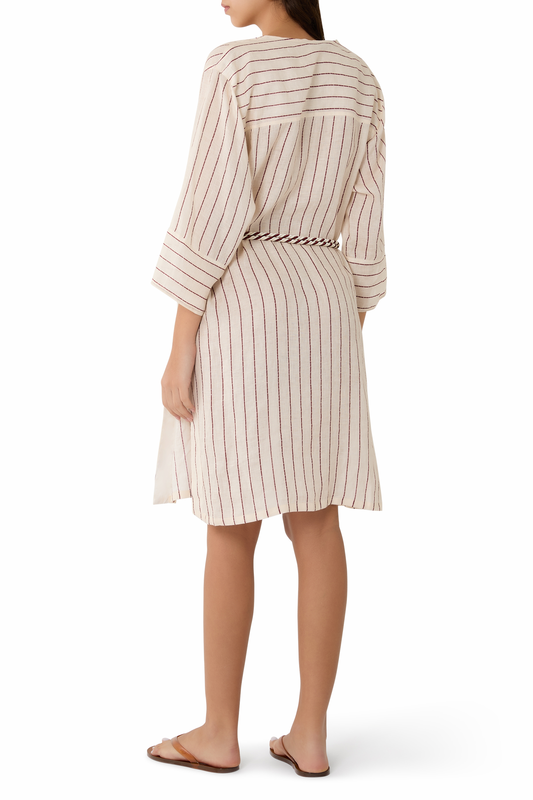 Resort Capsule Collection  Pinstripe-Print Linen Dress